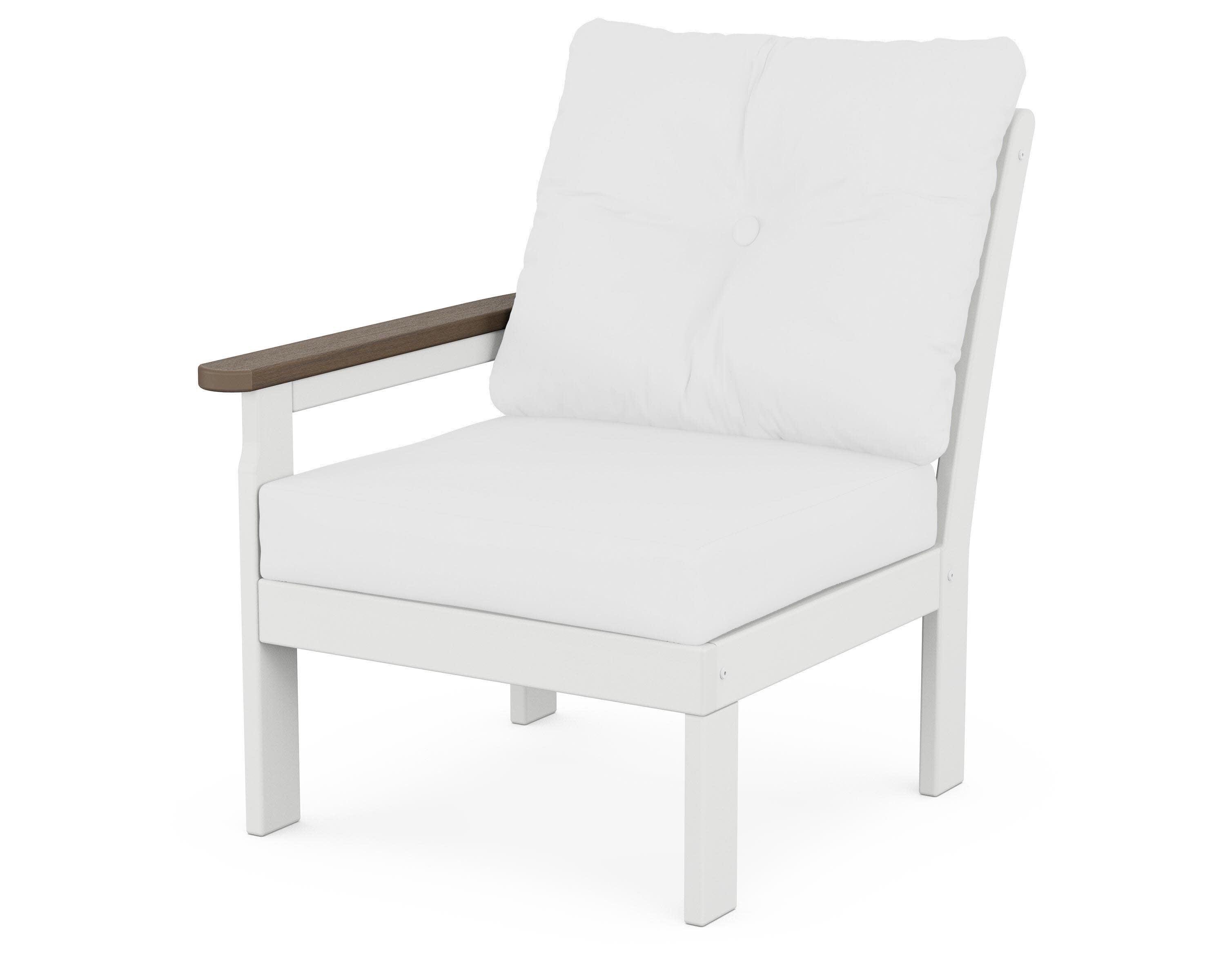 Vineyard Modular Left Arm Chair in White / Kona / Natural