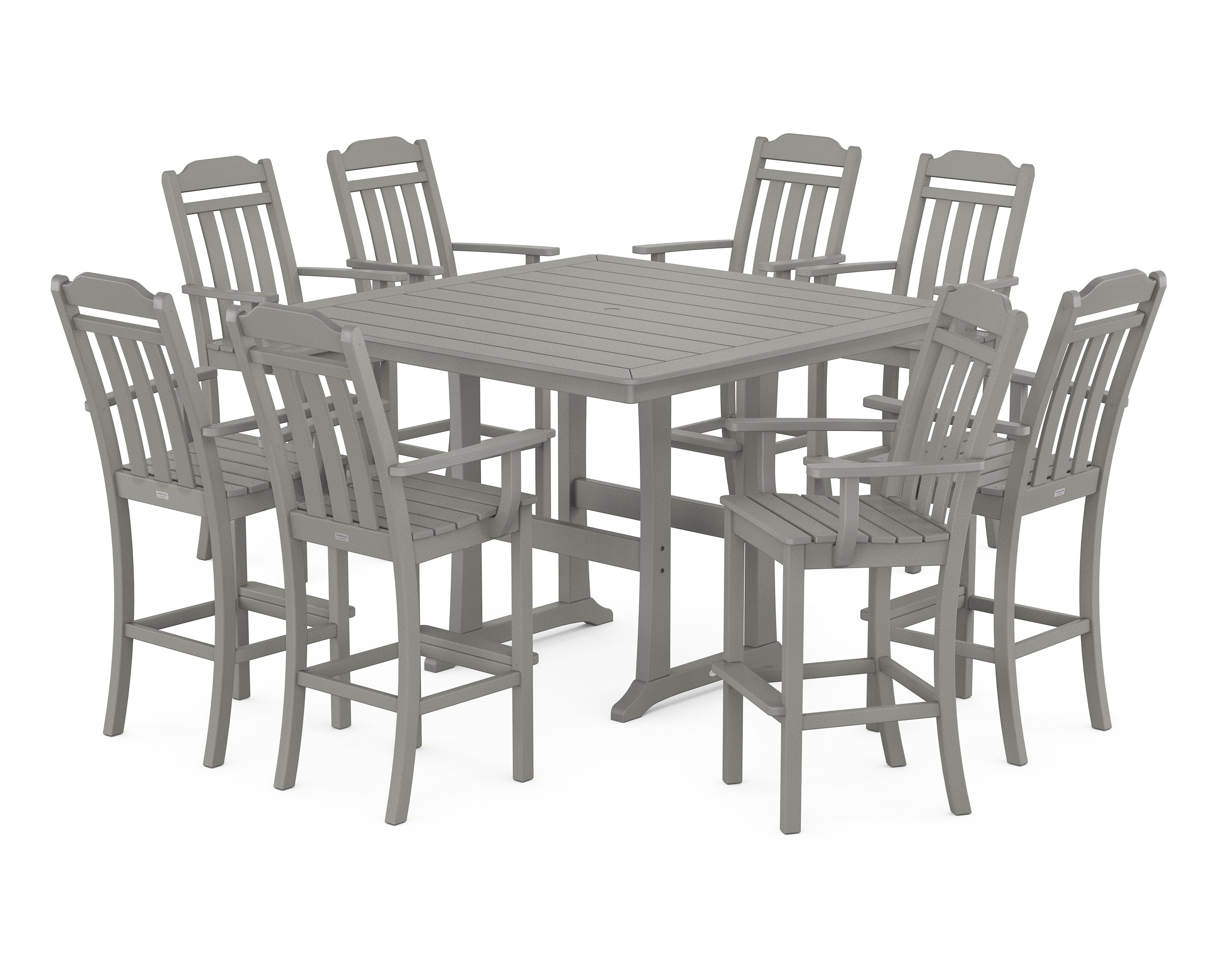 Cottage 9-Piece Bar Set with Trestle Legs in Slate Grey