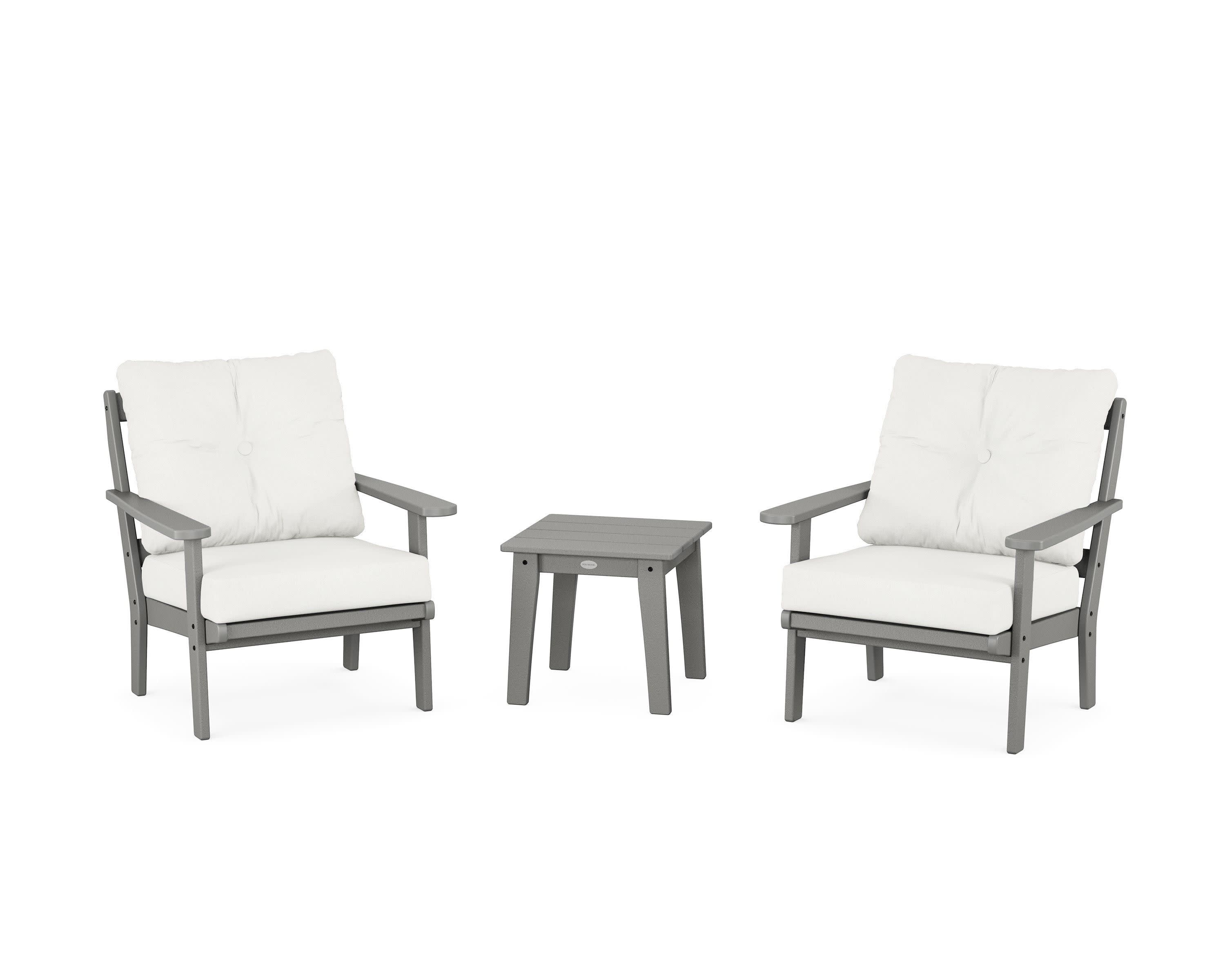 Mission 3-Piece Deep Seating Set in Slate Grey / Natural Linen