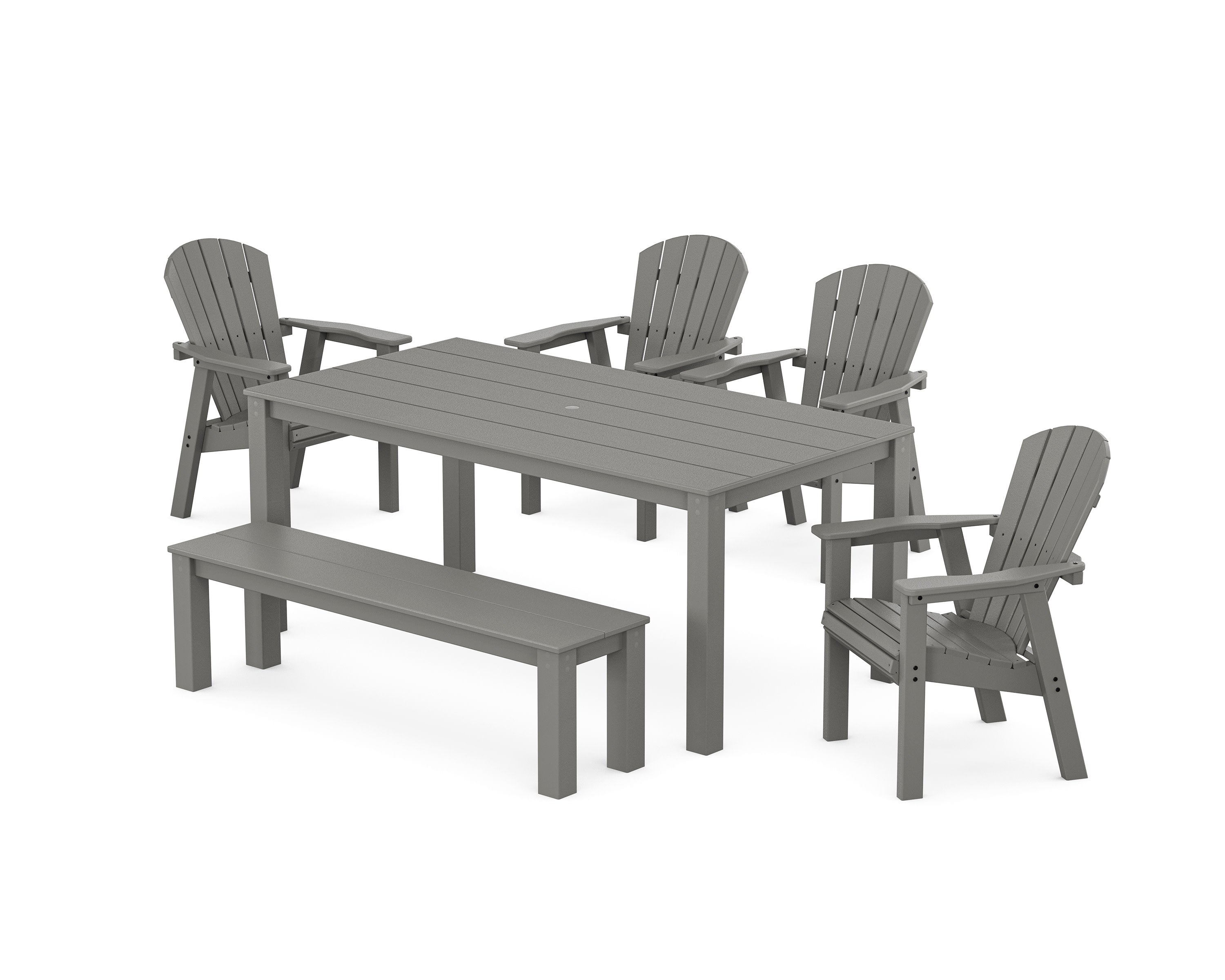 Seashell 6-Piece Parsons Dining Set with Bench in Slate Grey