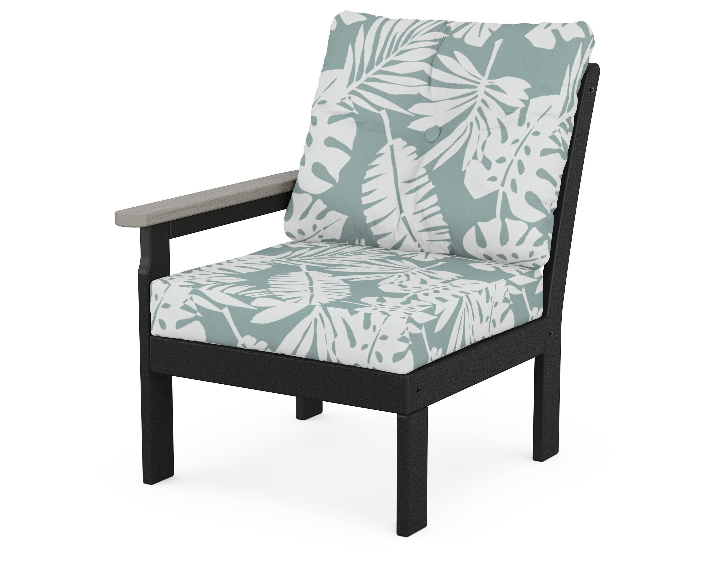 Vineyard Modular Left Arm Chair in Black / Driftwood / Leaf Glacier Spa