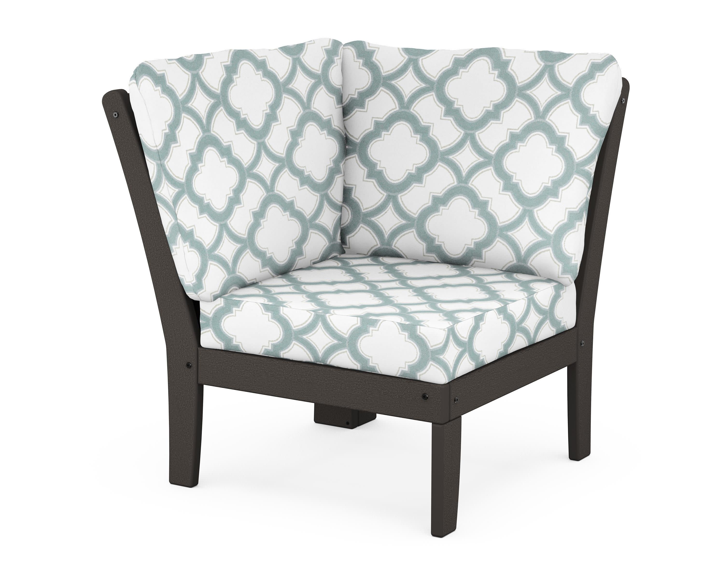 Braxton Modular Corner Chair in Vintage Coffee / Trellis Glacier Spa