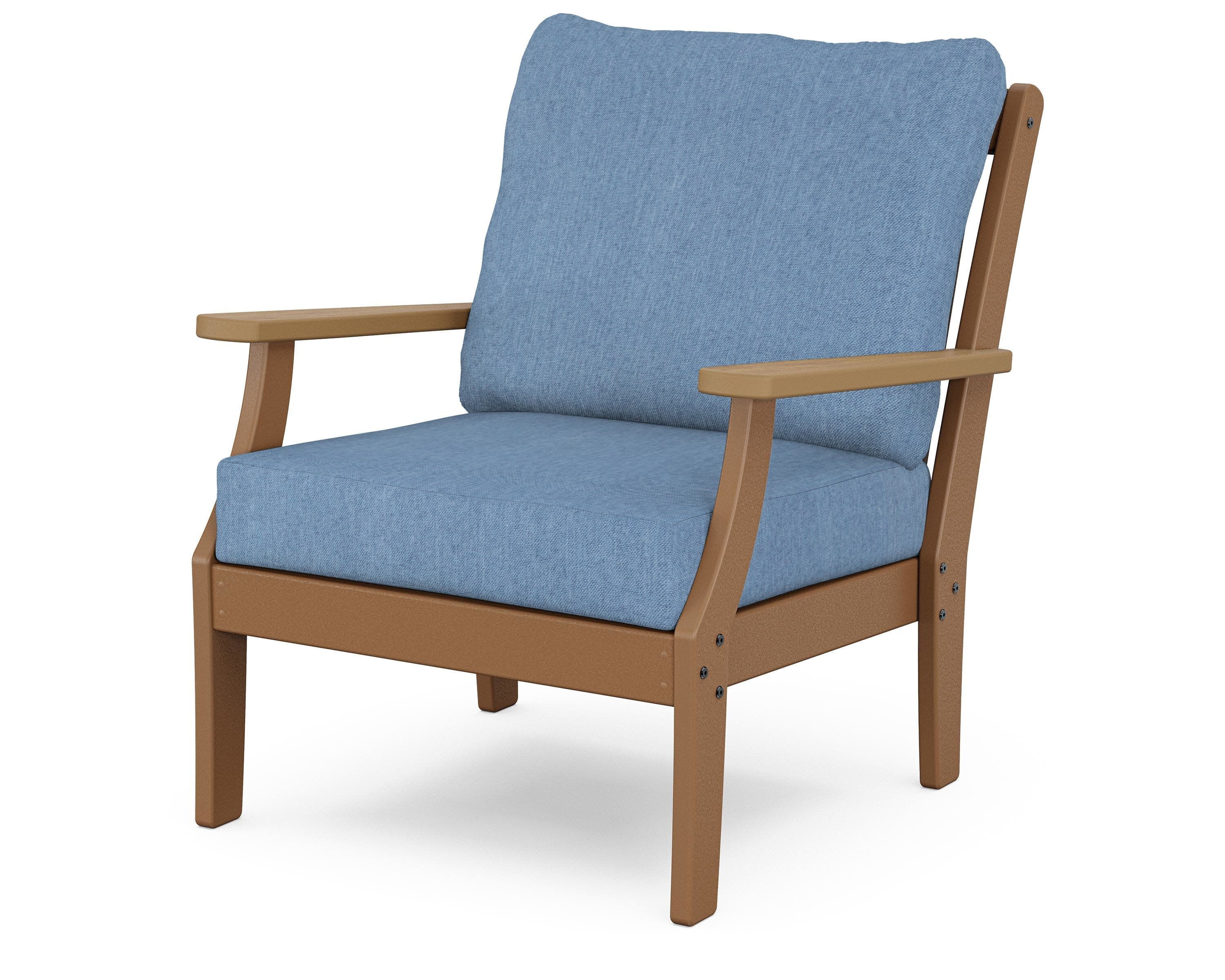 Braxton Deep Seating Chair in Teak / Natural / Sky Blue