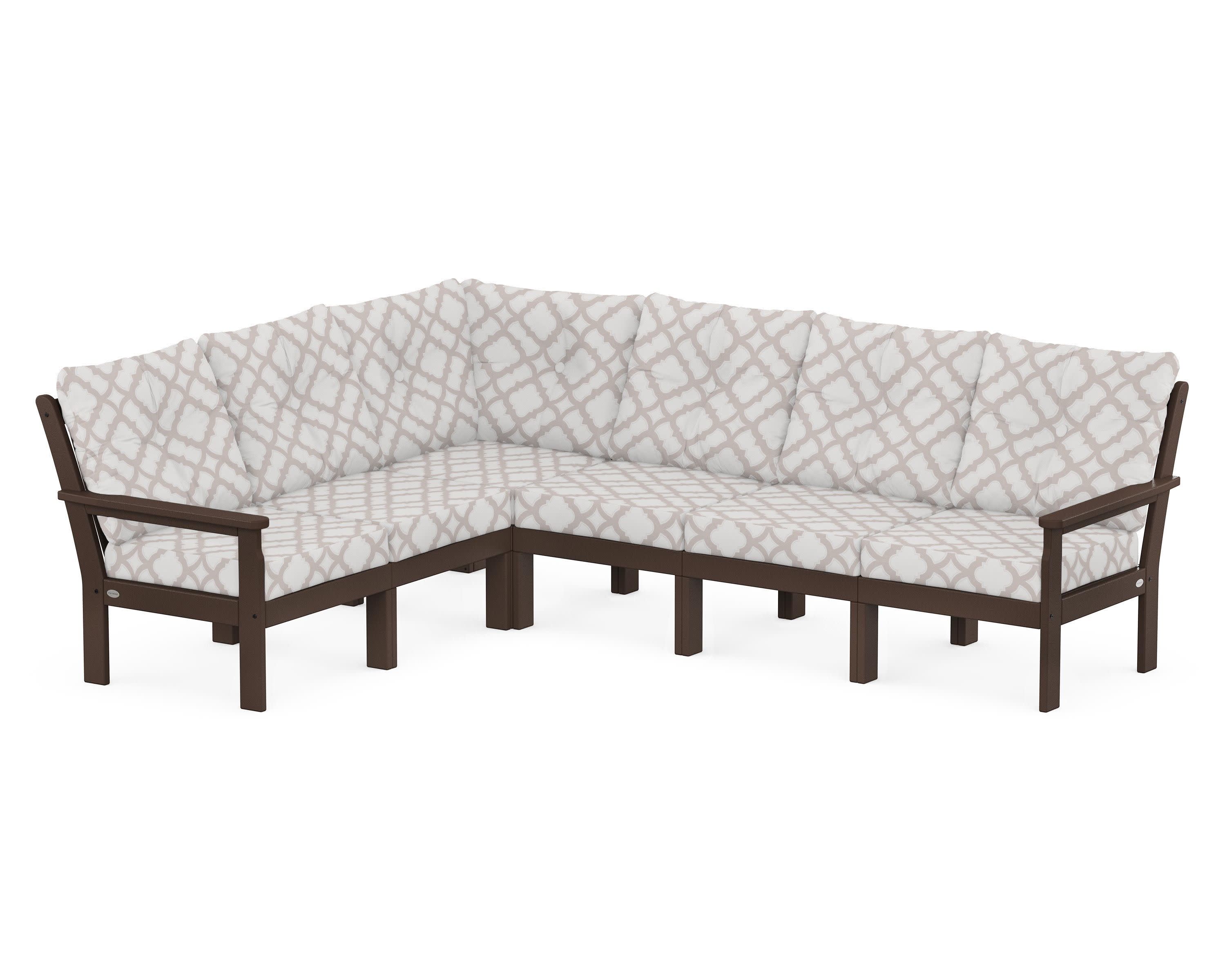 Vineyard 6-Piece Sectional in Mahogany / Trellis Dune Burlap