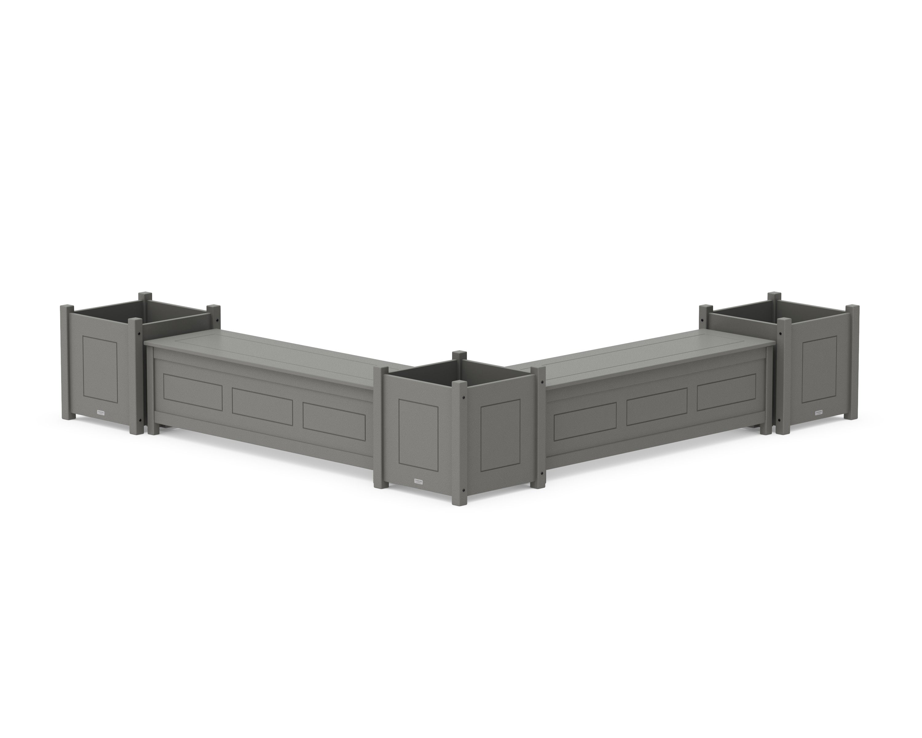 60" Country Living L- Shaped Planter Storage Bench Corner Set- Large in Slate Grey