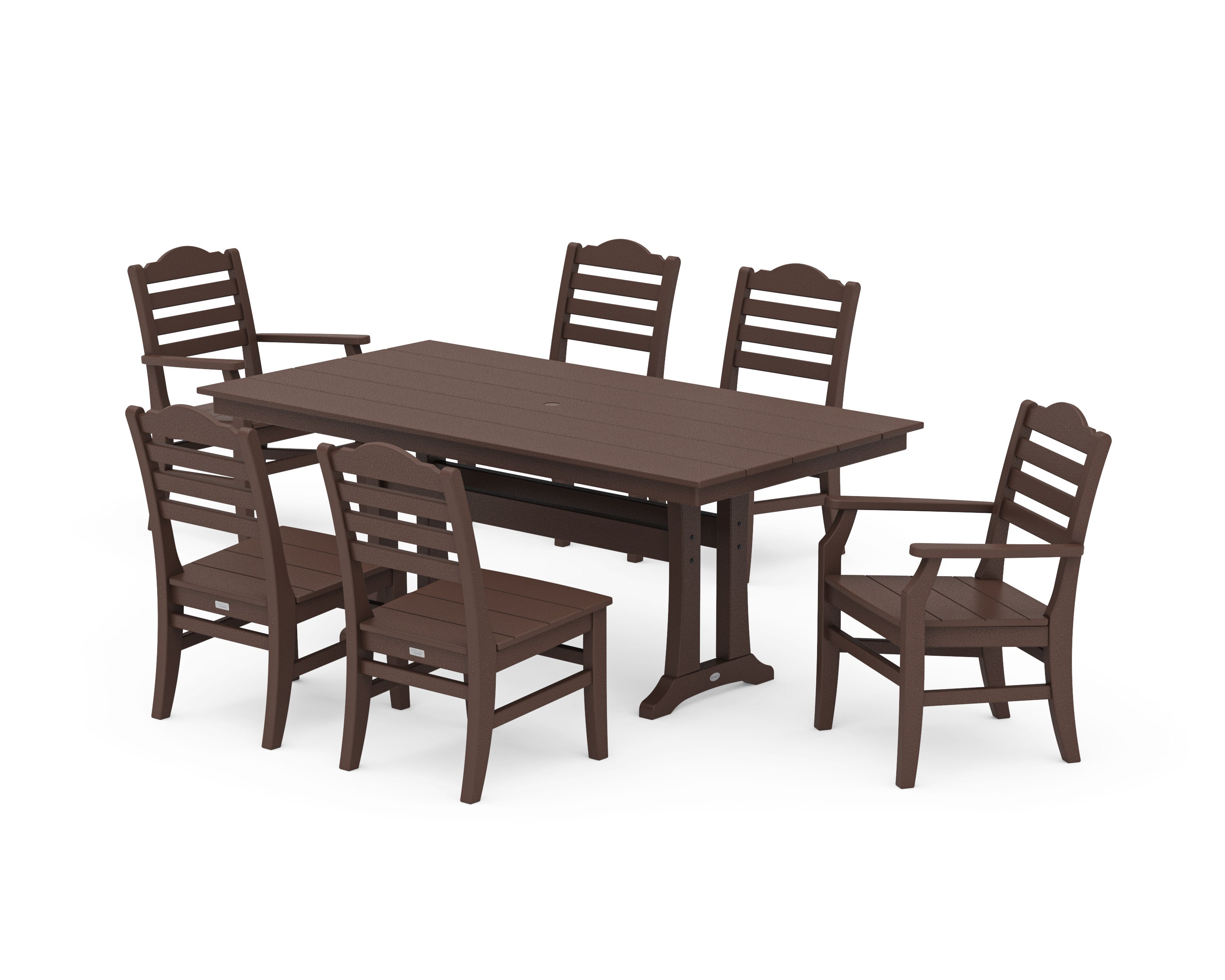 Savannah 7-Piece Farmhouse Dining Set with Trestle Legs in Mahogany