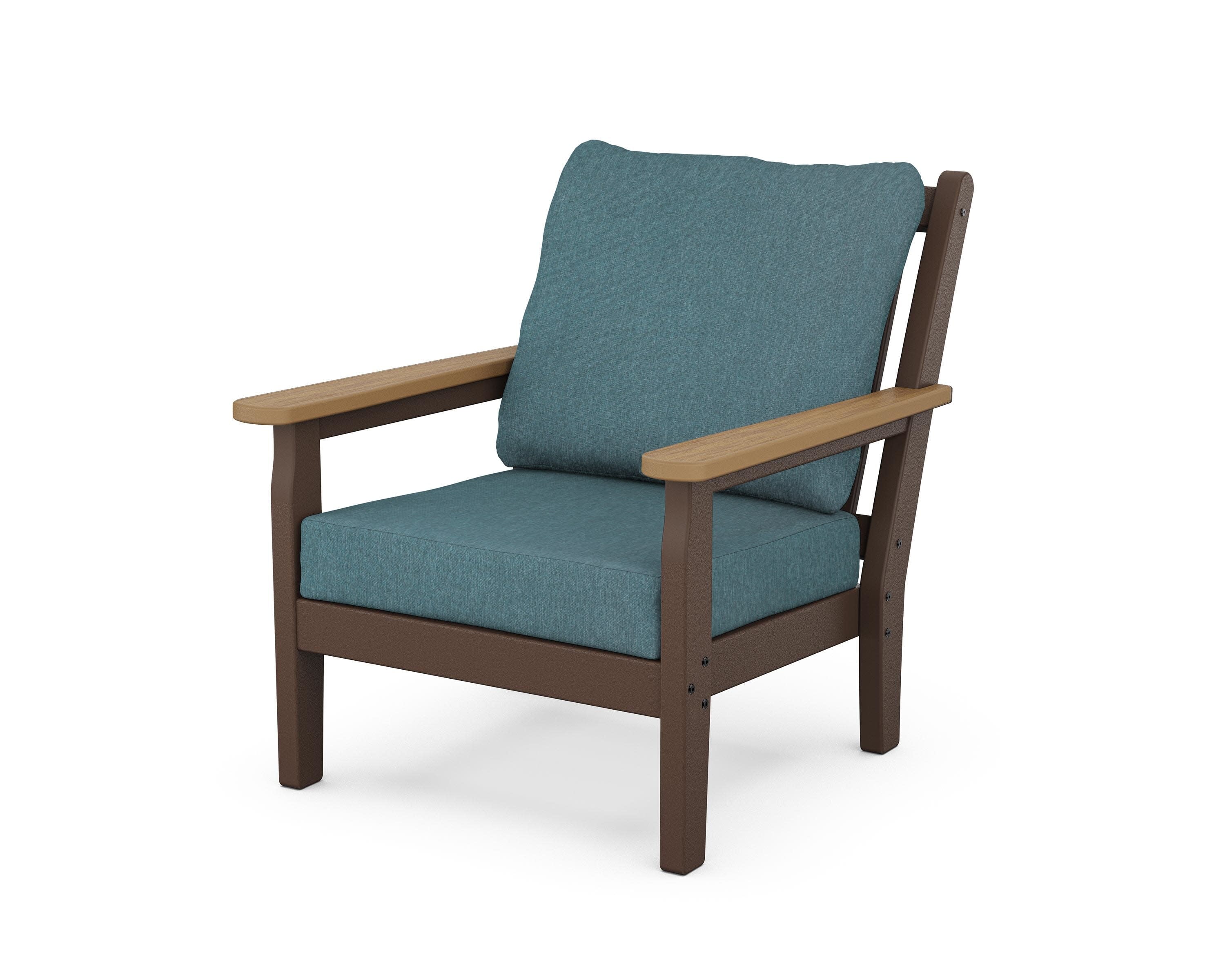 Chippendale Deep Seating Chair in Mahogany / Natural / Ocean Teal