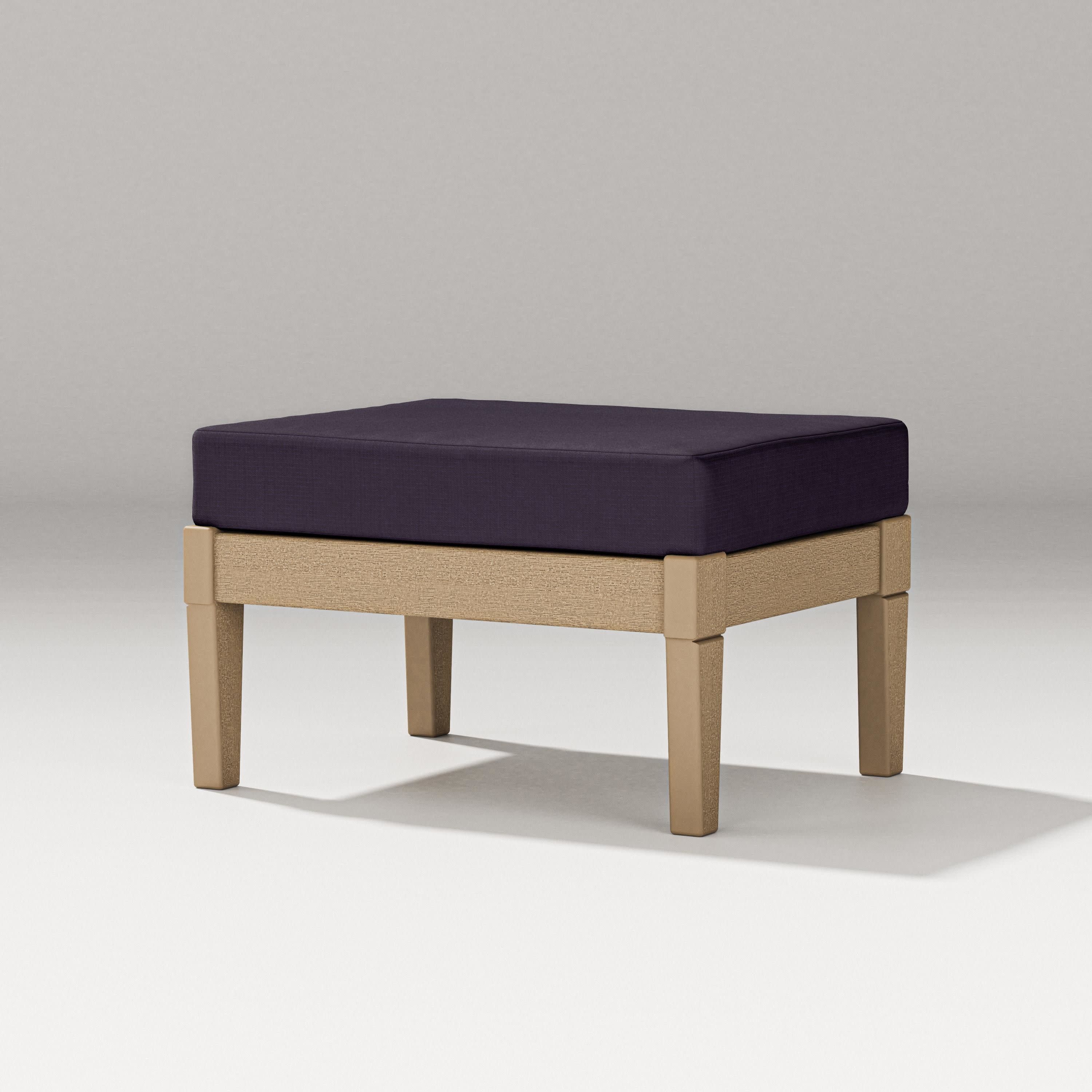 Estate Lounge Ottoman in Vintage Sahara / Navy Linen