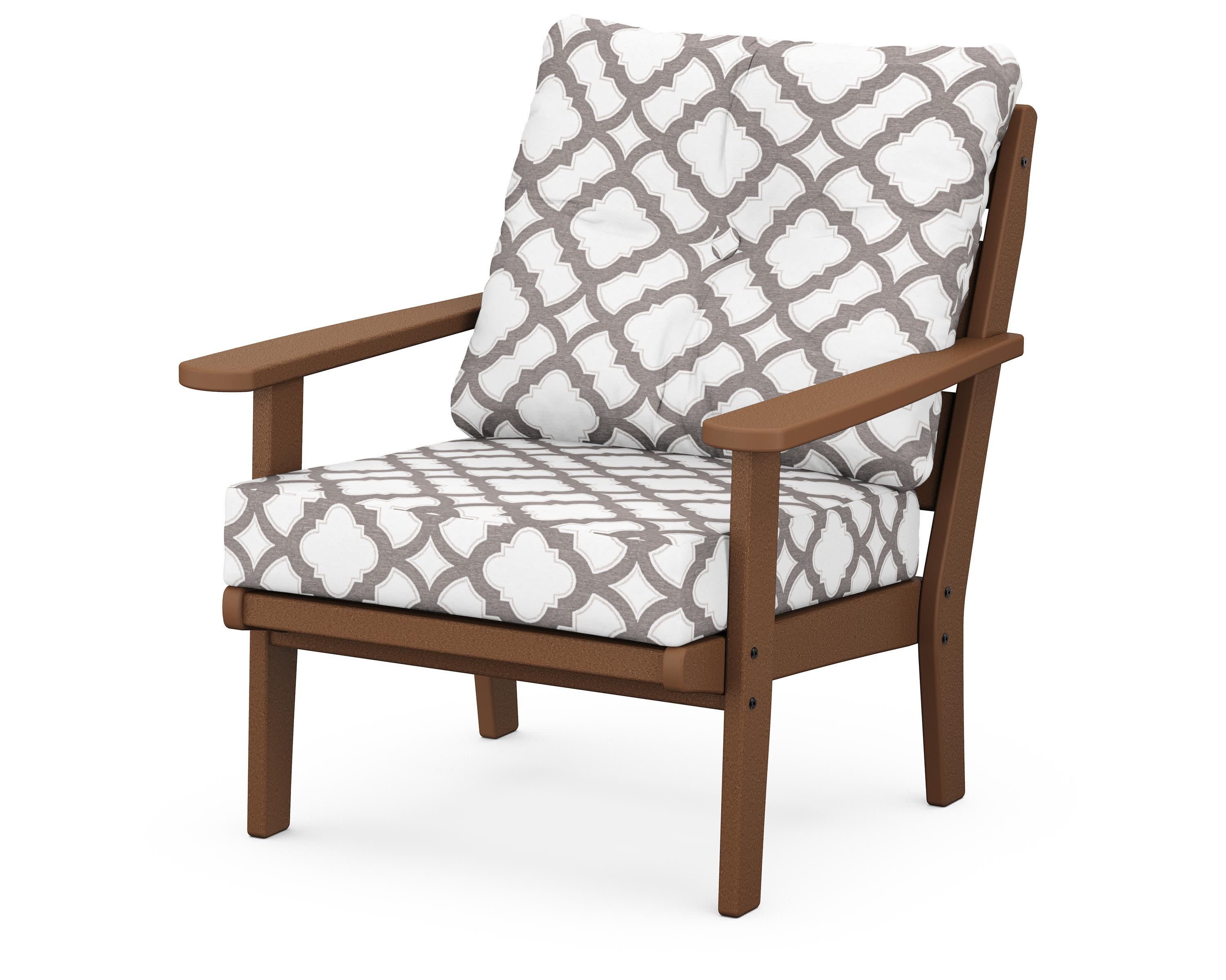 Lakeside Deep Seating Chair in Teak / Trellis Grey Mist