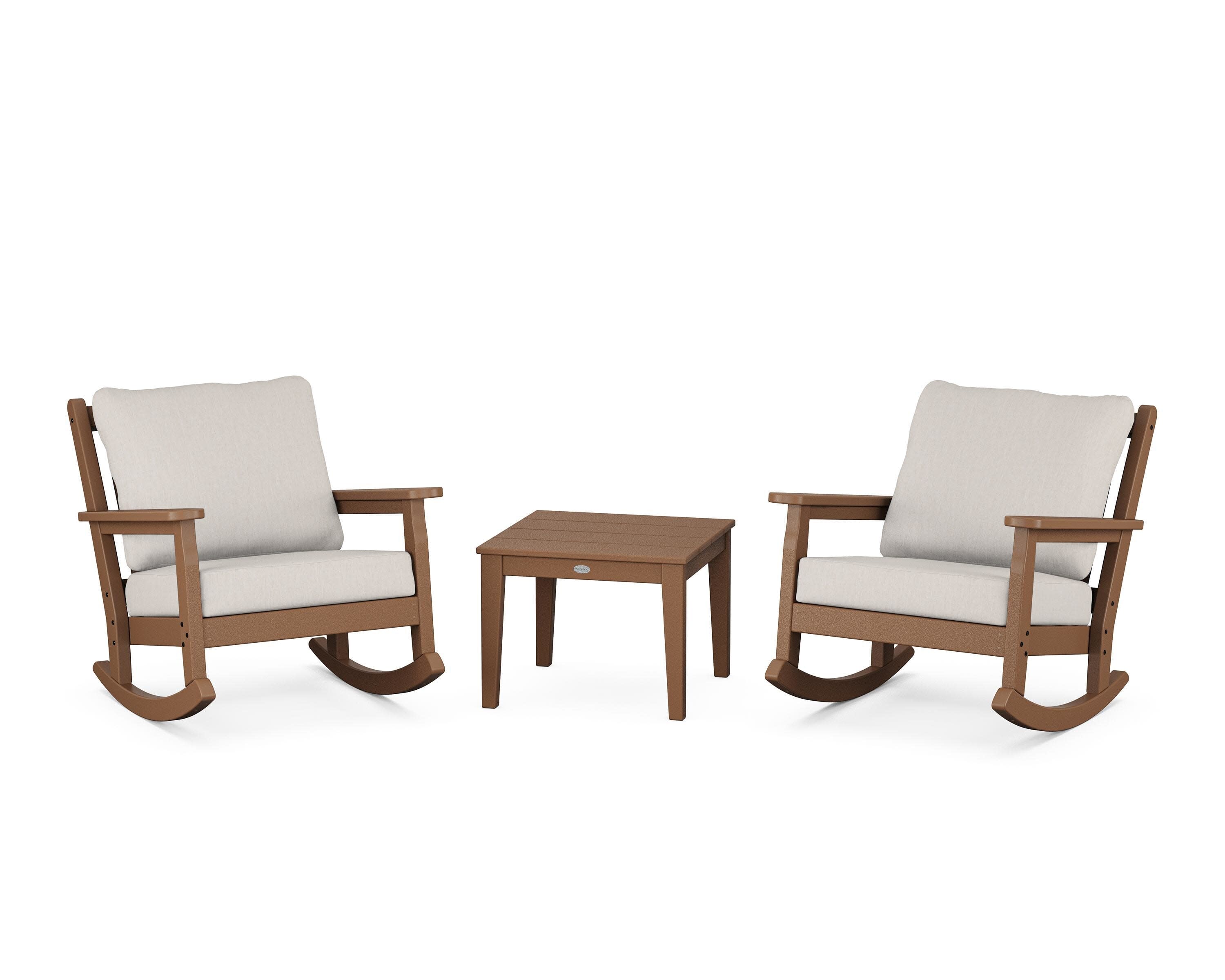 Chippendale 3-Piece Deep Seating Rocker Set in Teak / Cast Ash