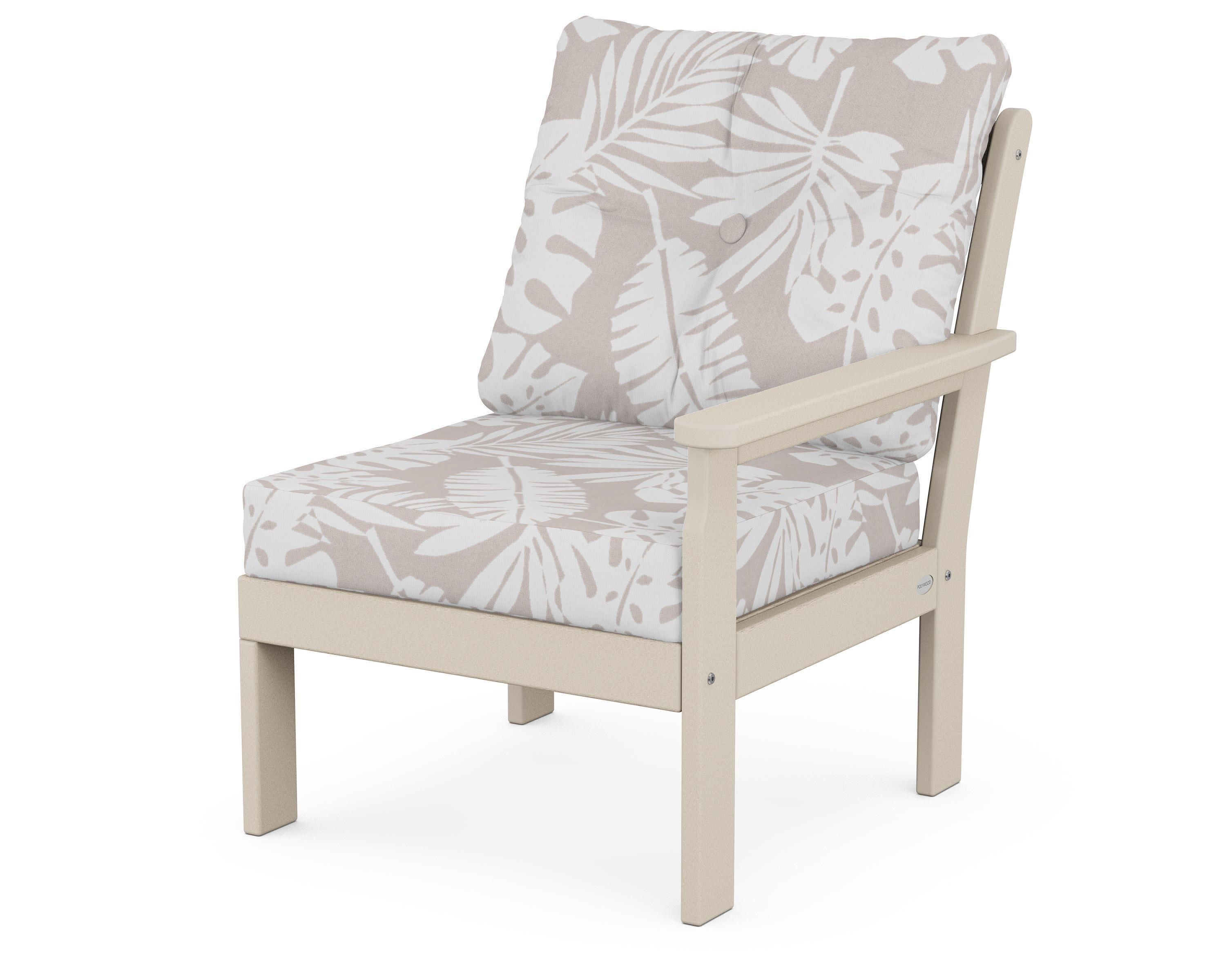 Vineyard Modular Right Arm Chair in Sand / Leaf Dune Burlap