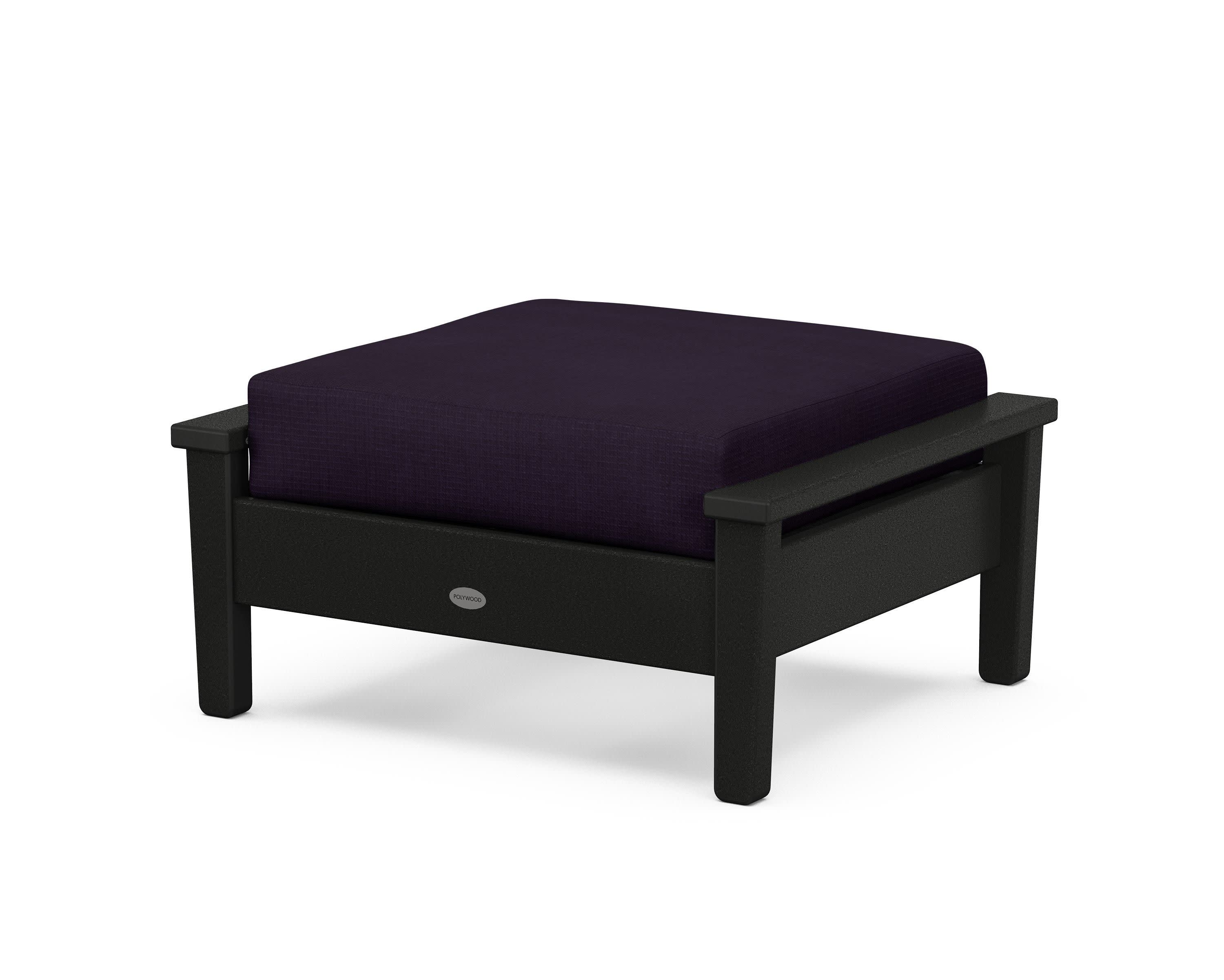 Prescott Deep Seating Ottoman in Black / Navy Linen