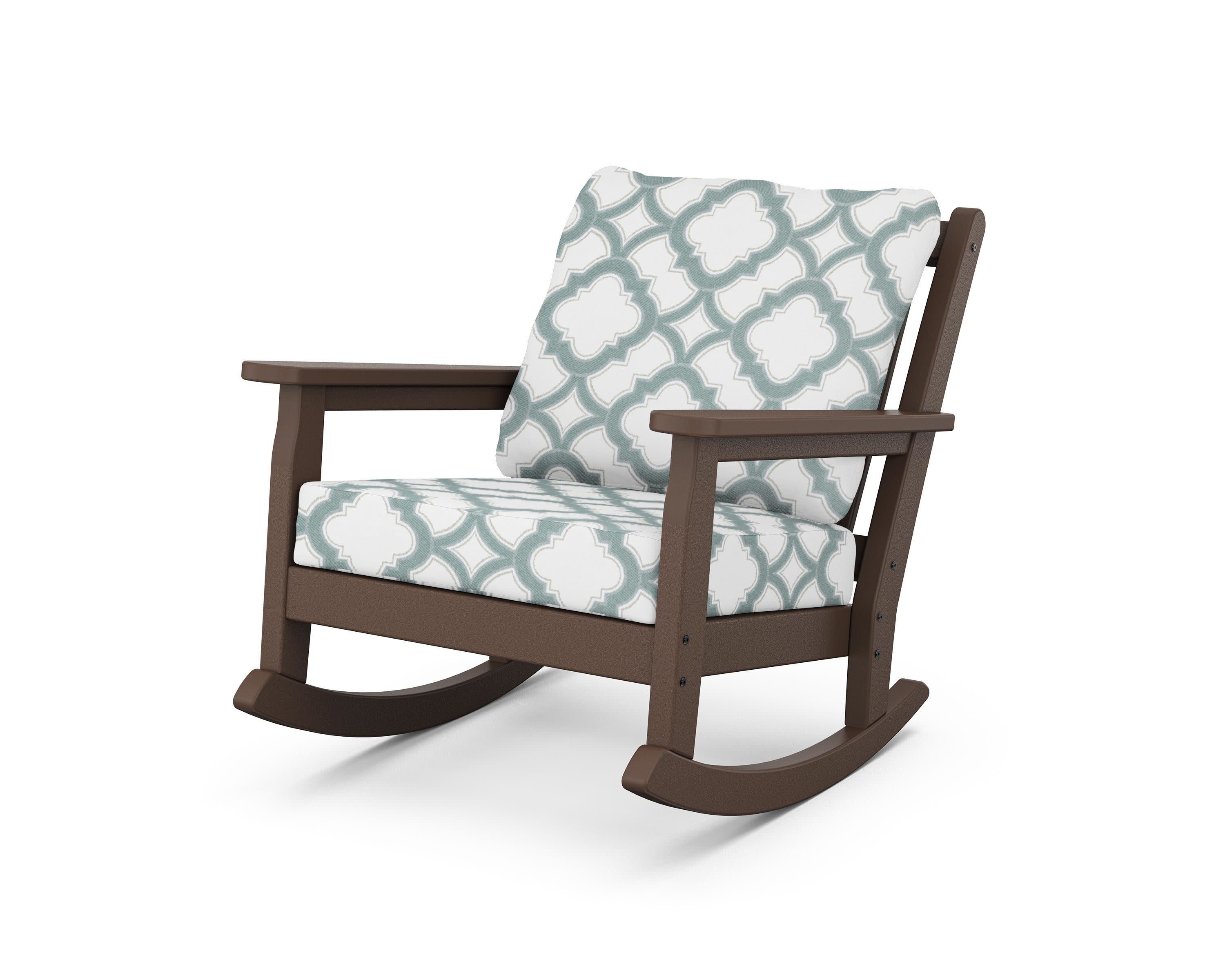 Chippendale Deep Seating Rocking Chair in Mahogany / Trellis Glacier Spa