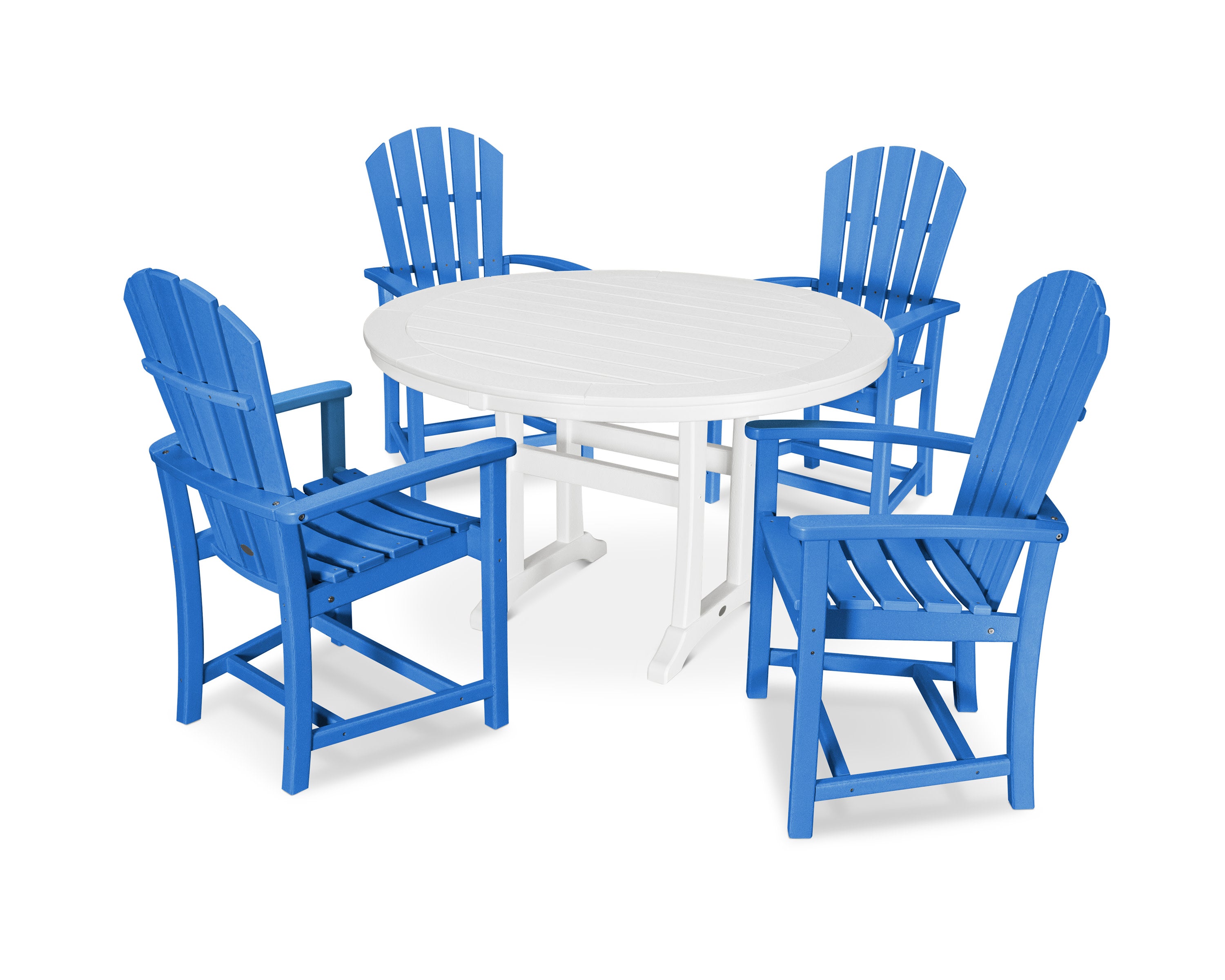 Palm Coast 5-Piece Round Dining Set in Pacific Blue / White