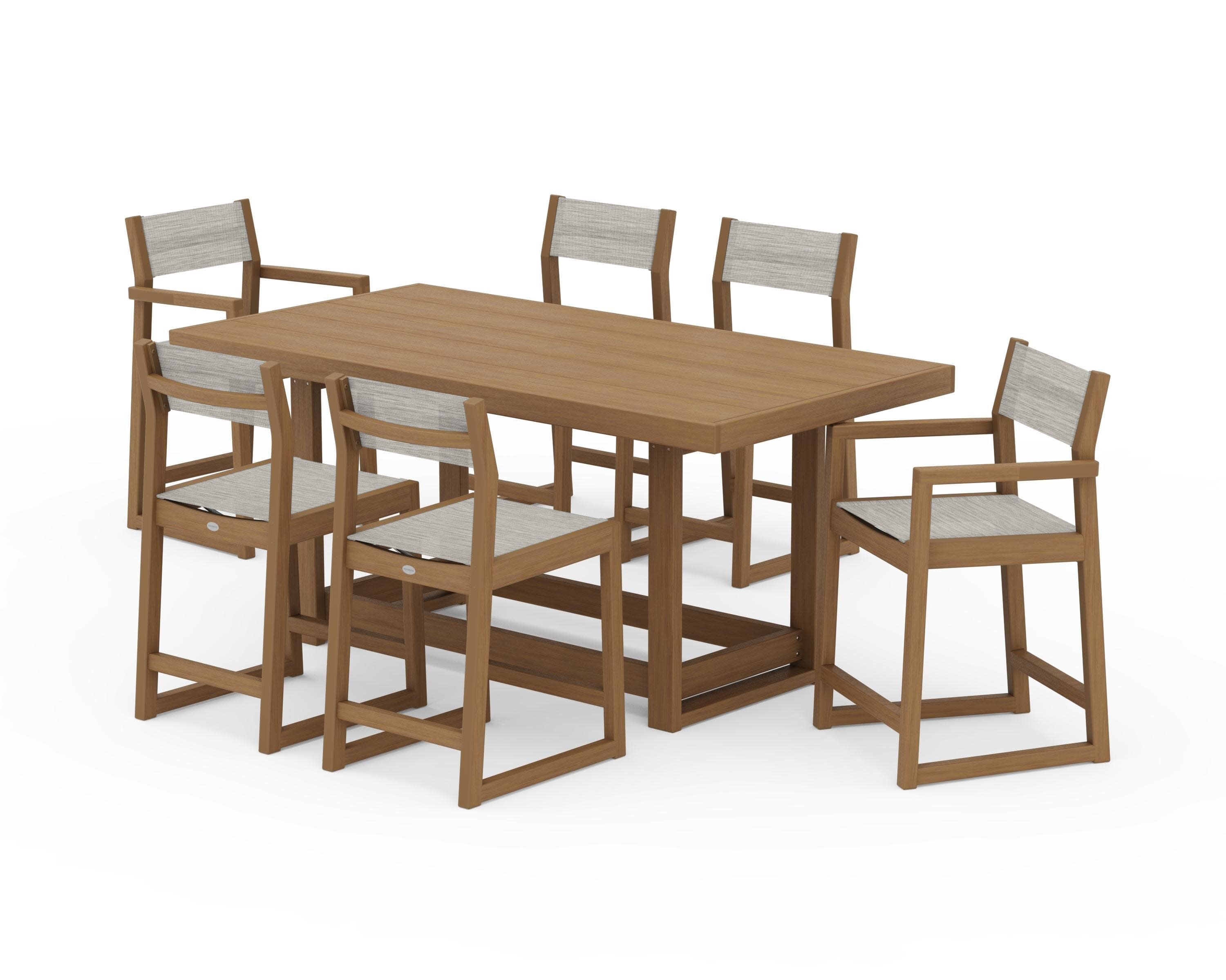 EDGE Sling 7-Piece Counter Table Set in Natural / Birch Sling