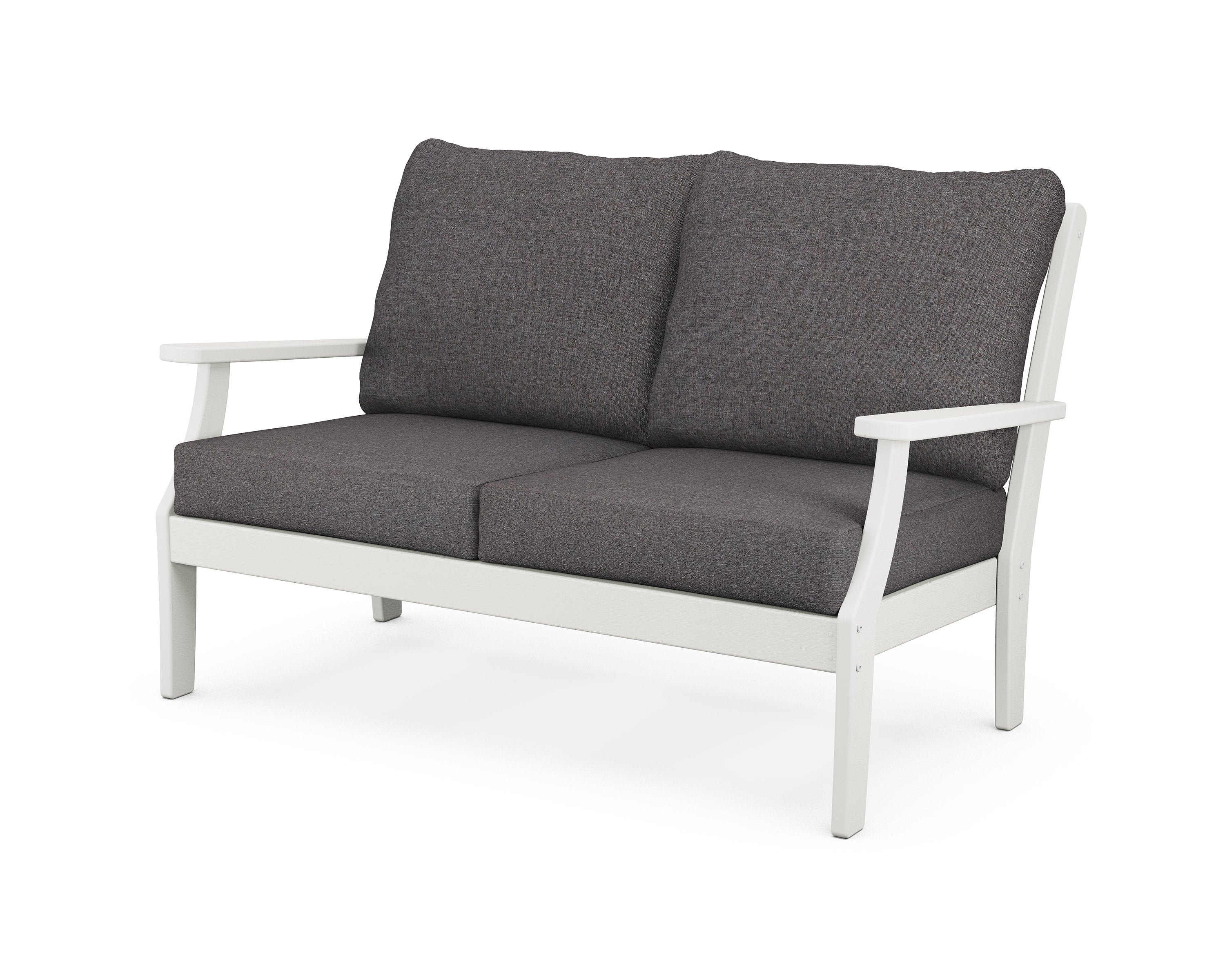 Braxton Deep Seating Loveseat in Vintage White / Ash Charcoal