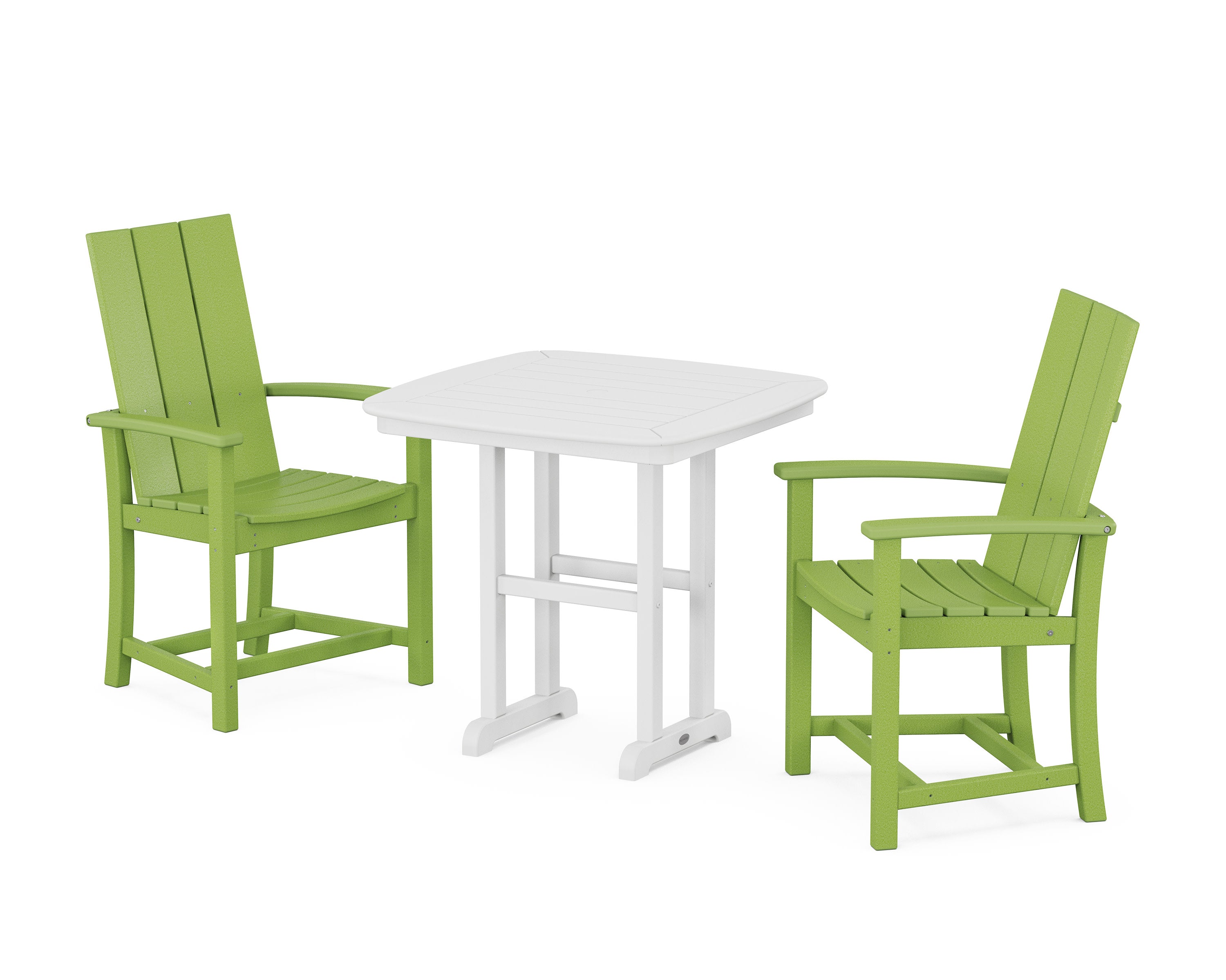 Modern Adirondack 3-Piece Dining Set in Lime / White