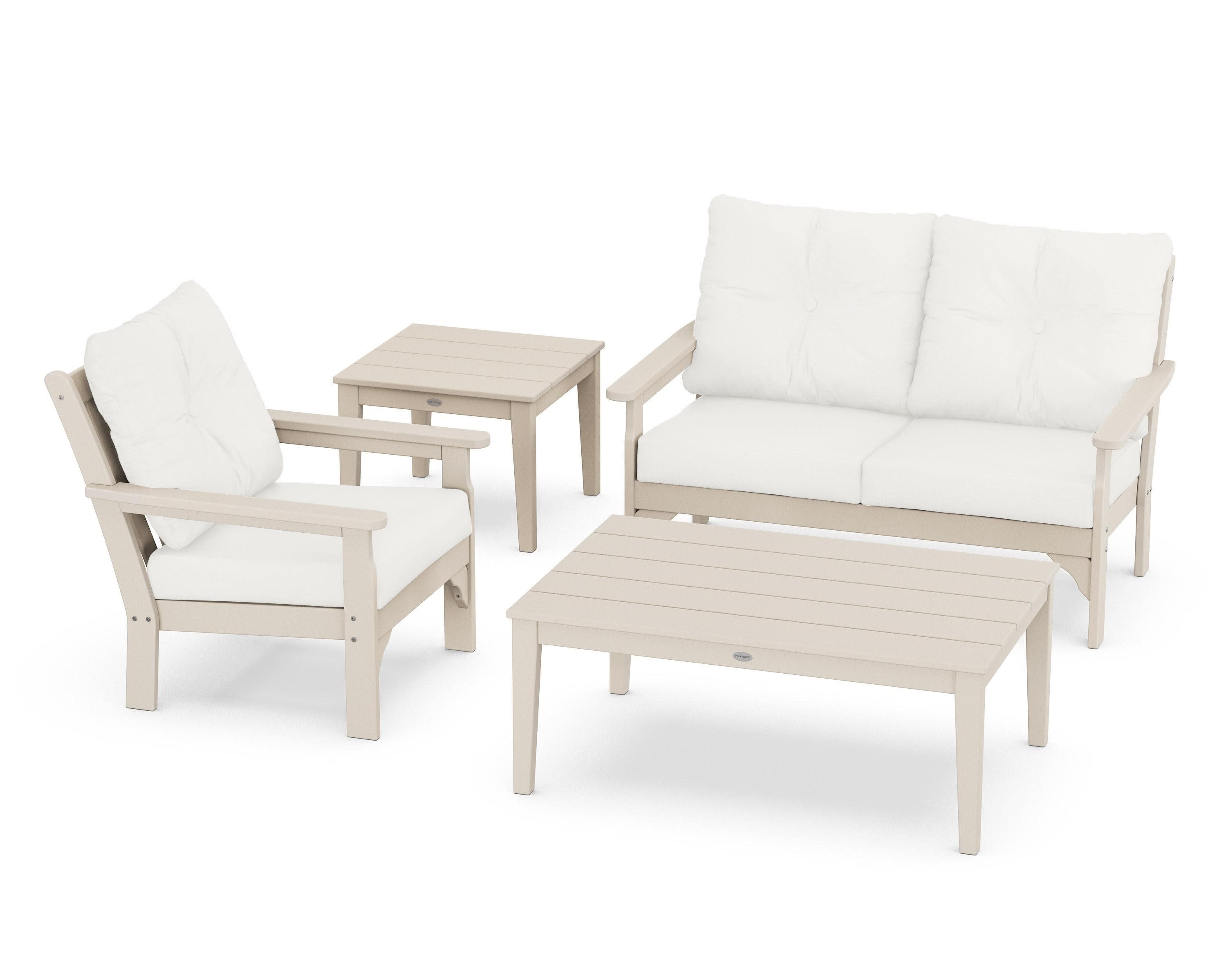 Vineyard 4-Piece Deep Seating Set in Sand / Natural Linen