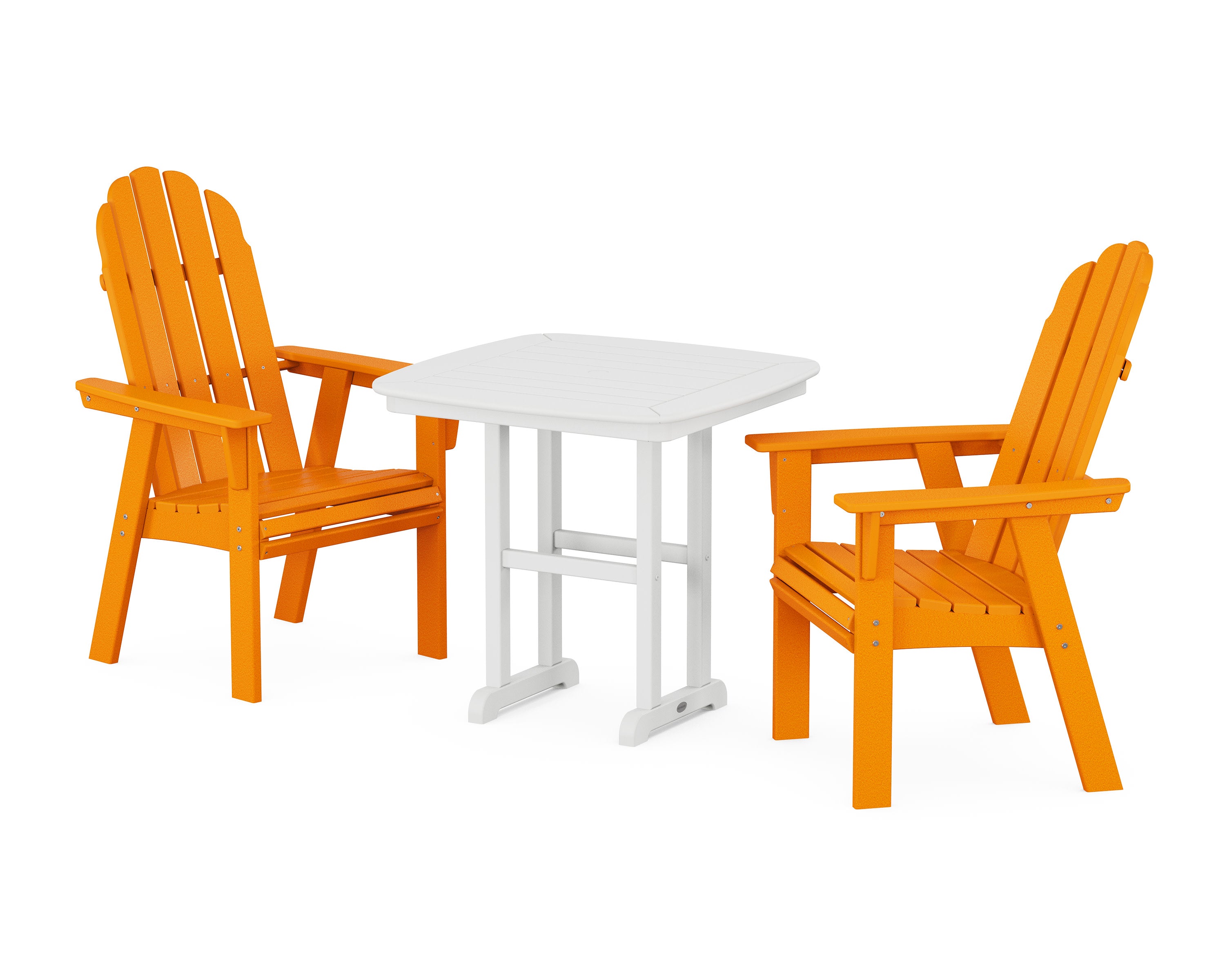 Vineyard Adirondack 3-Piece Dining Set in Tangerine / White