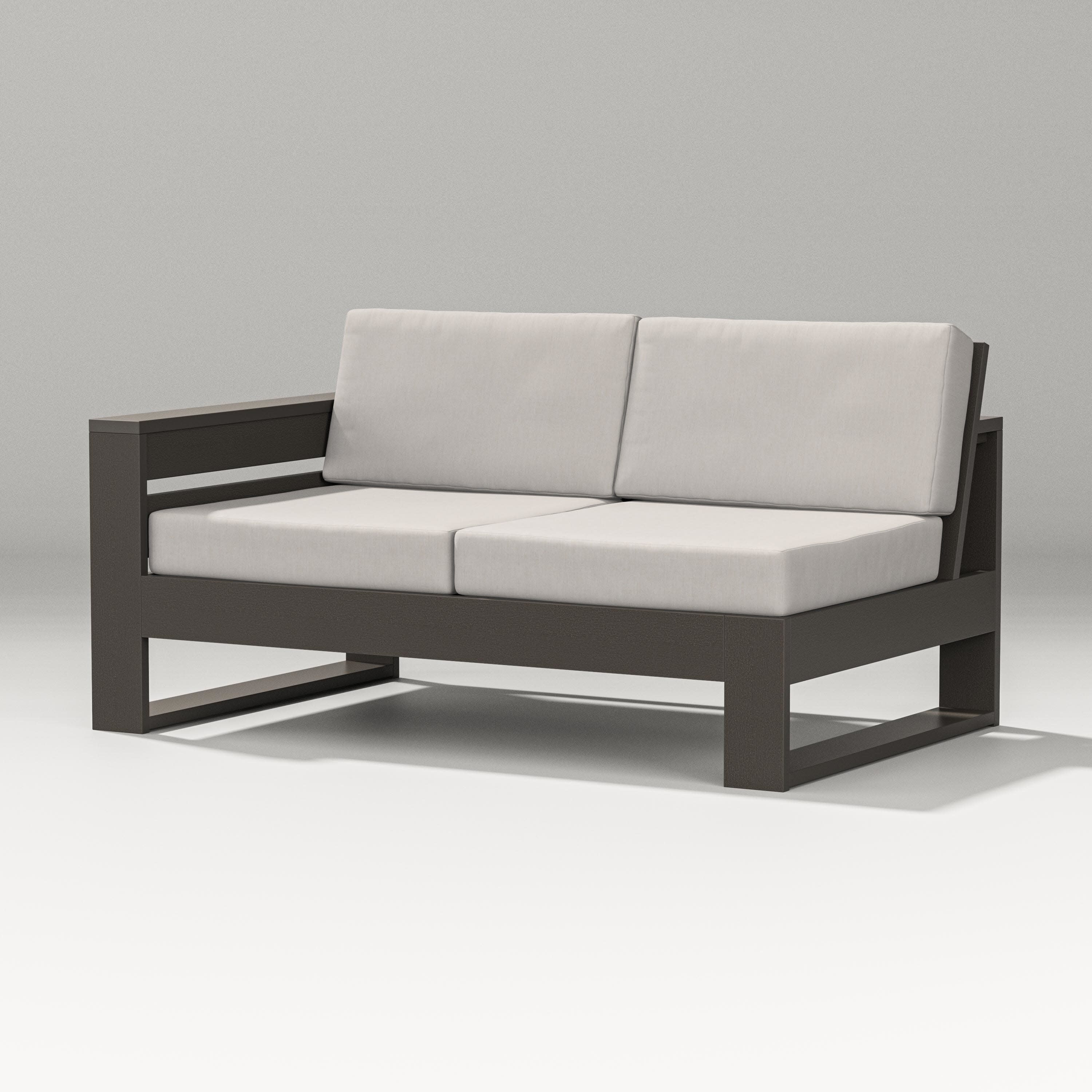 Latitude Modular Left Arm Loveseat in Vintage Coffee / Cast Ash
