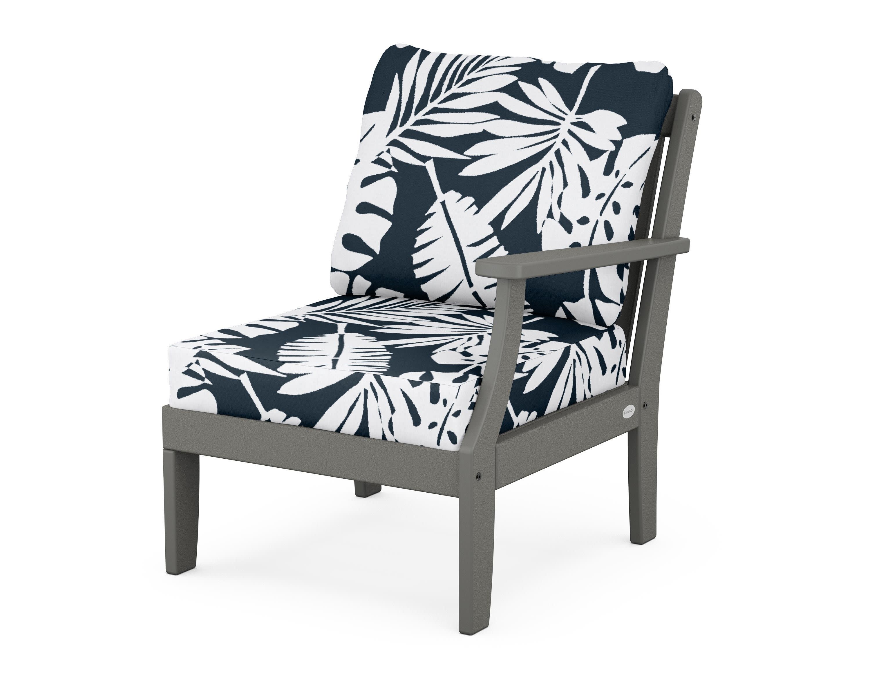 Braxton Modular Right Arm Chair in Slate Grey / Leaf Marine Indigo