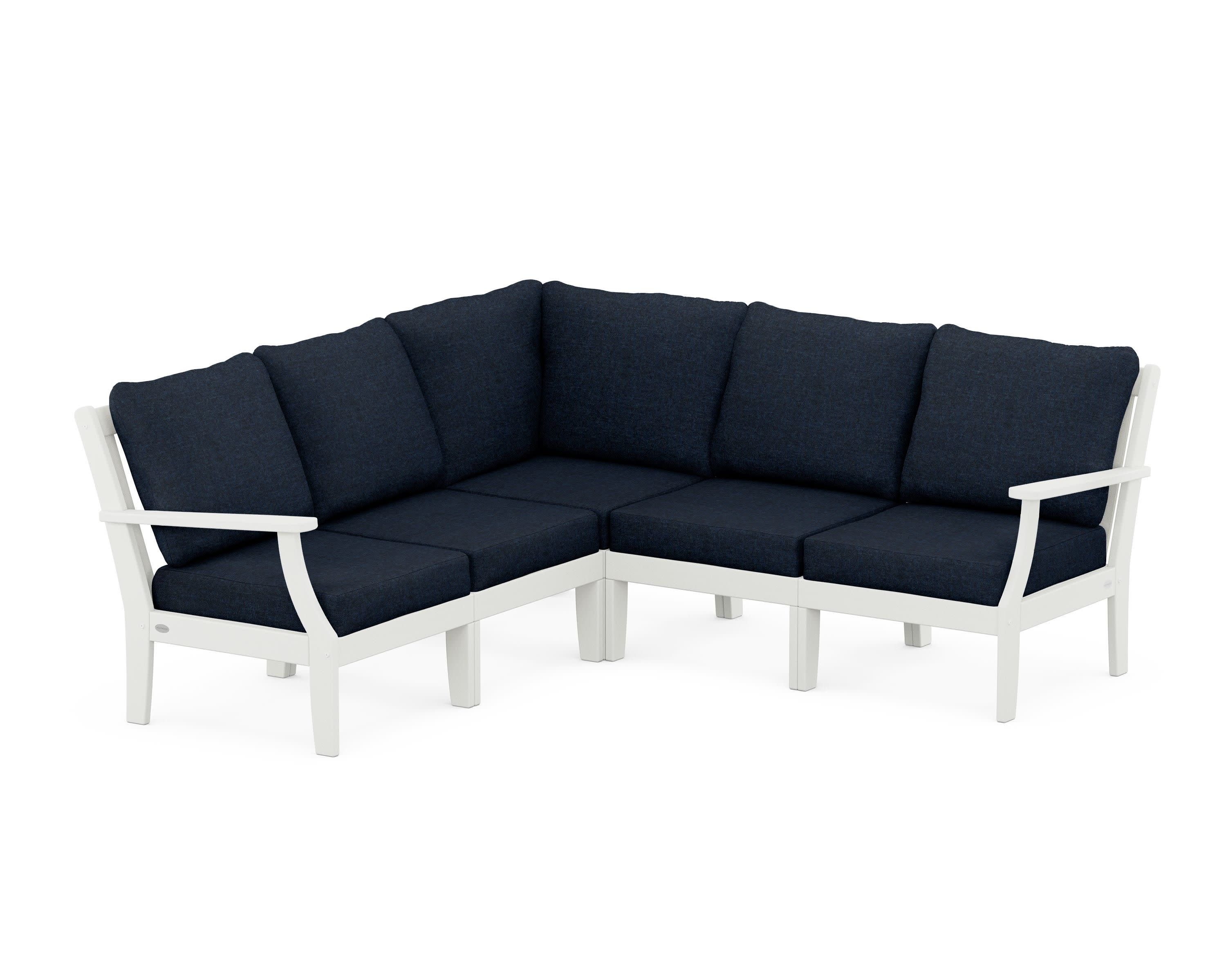 Braxton Modular 5-Piece Deep Seating Set in Vintage White / Marine Indigo