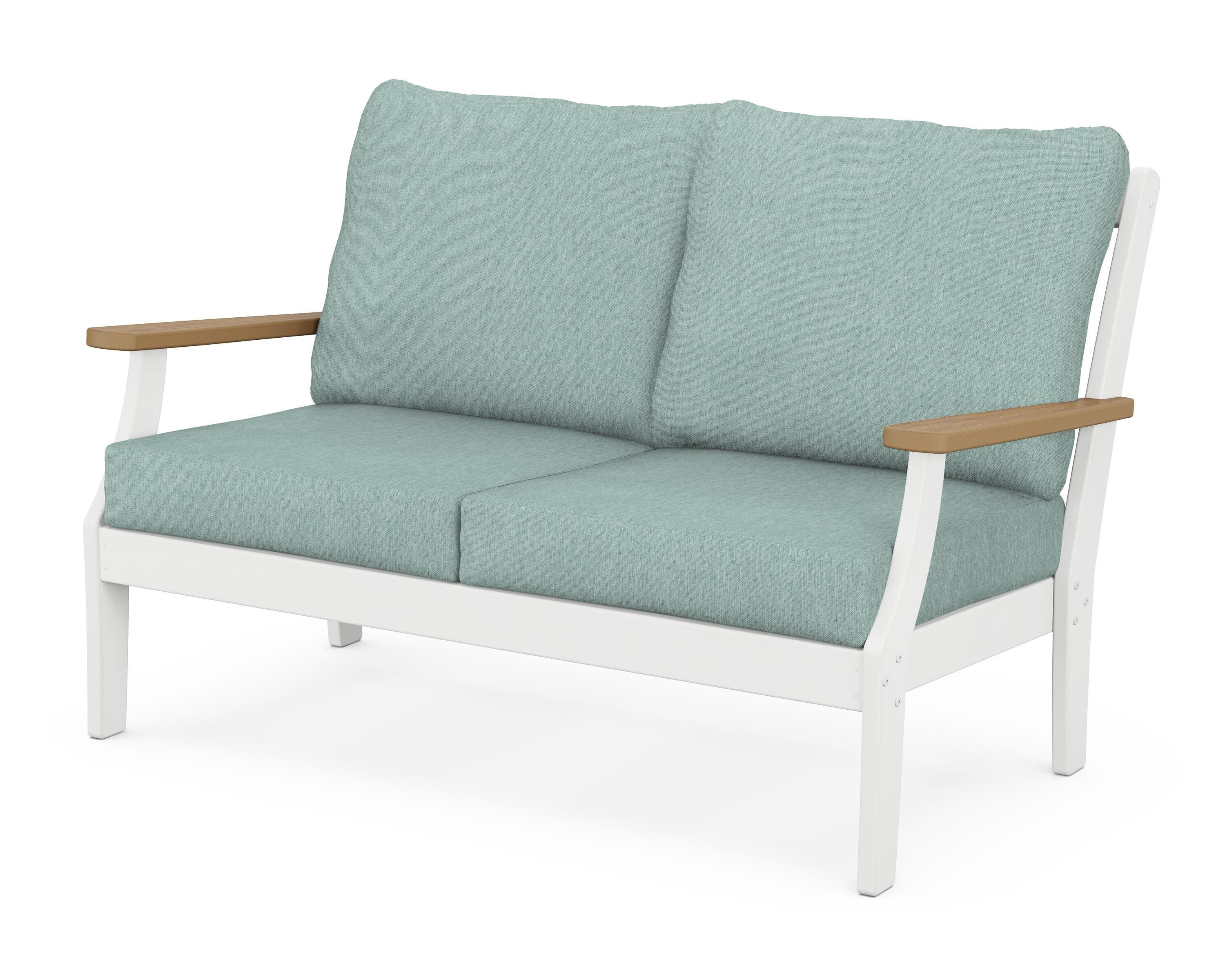 Braxton Deep Seating Loveseat in White / Natural / Glacier Spa