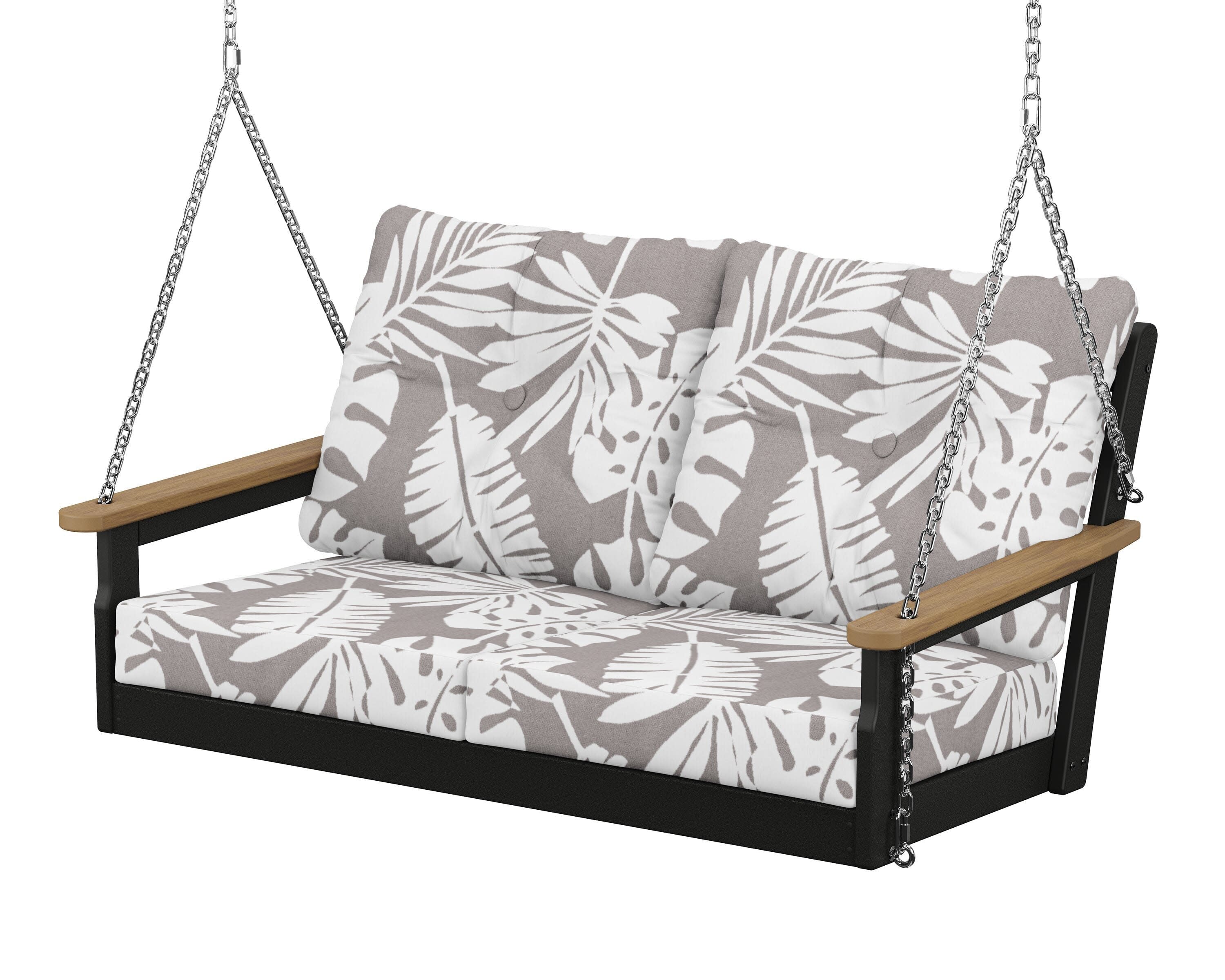 Vineyard Deep Seating Swing in Black / Natural / Leaf Grey Mist