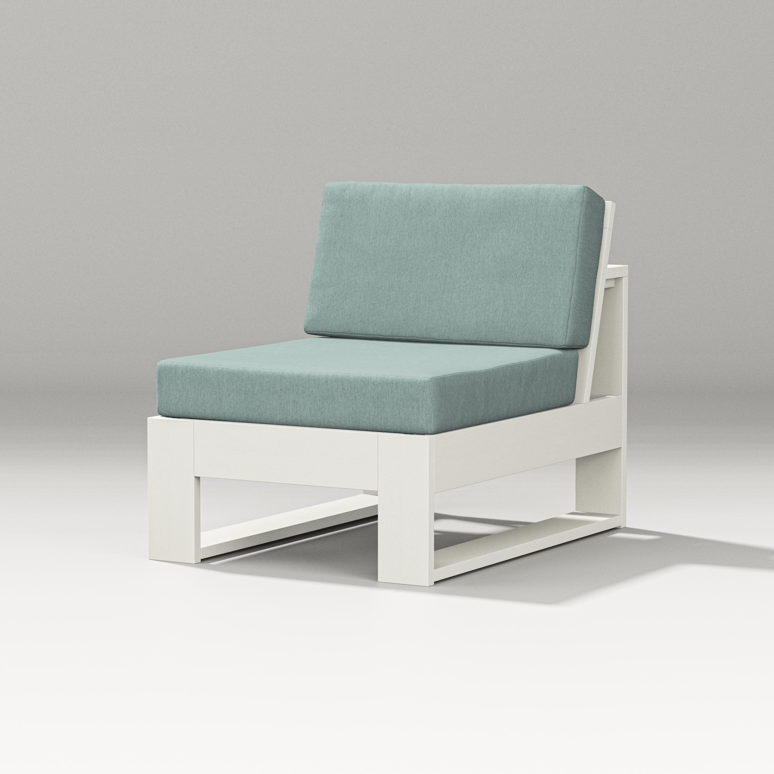 Latitude Modular Armless Chair in Vintage White / Glacier Spa