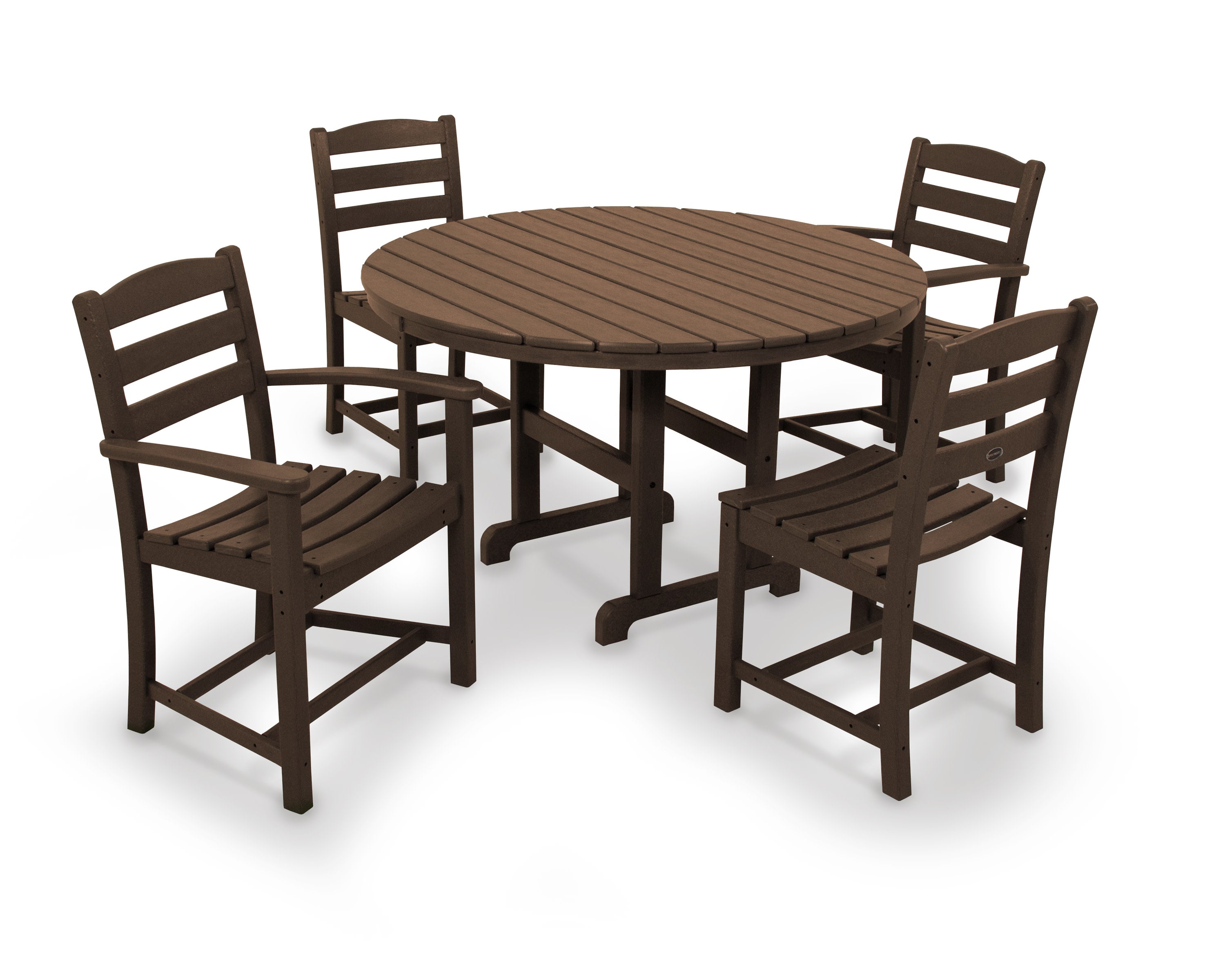 La Casa Caf 5-Piece Round Farmhouse Dining Set in Mahogany