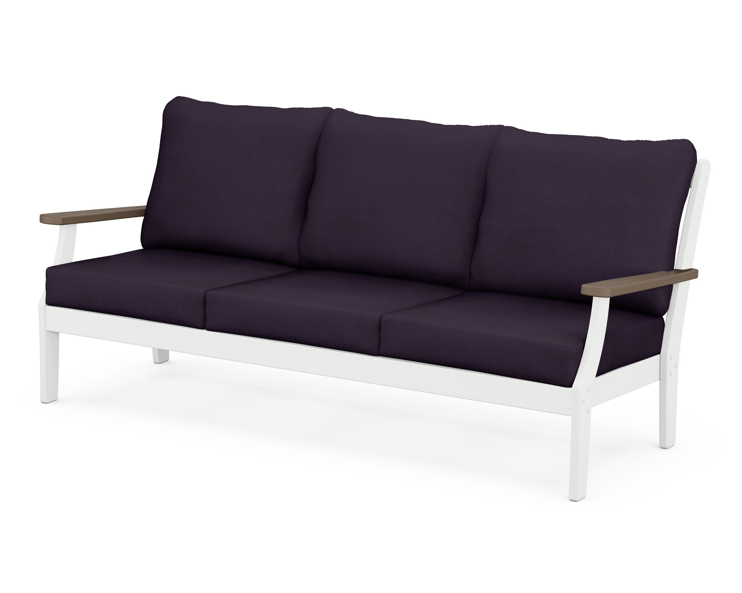 Braxton Deep Seating Sofa in White / Kona / Navy Linen