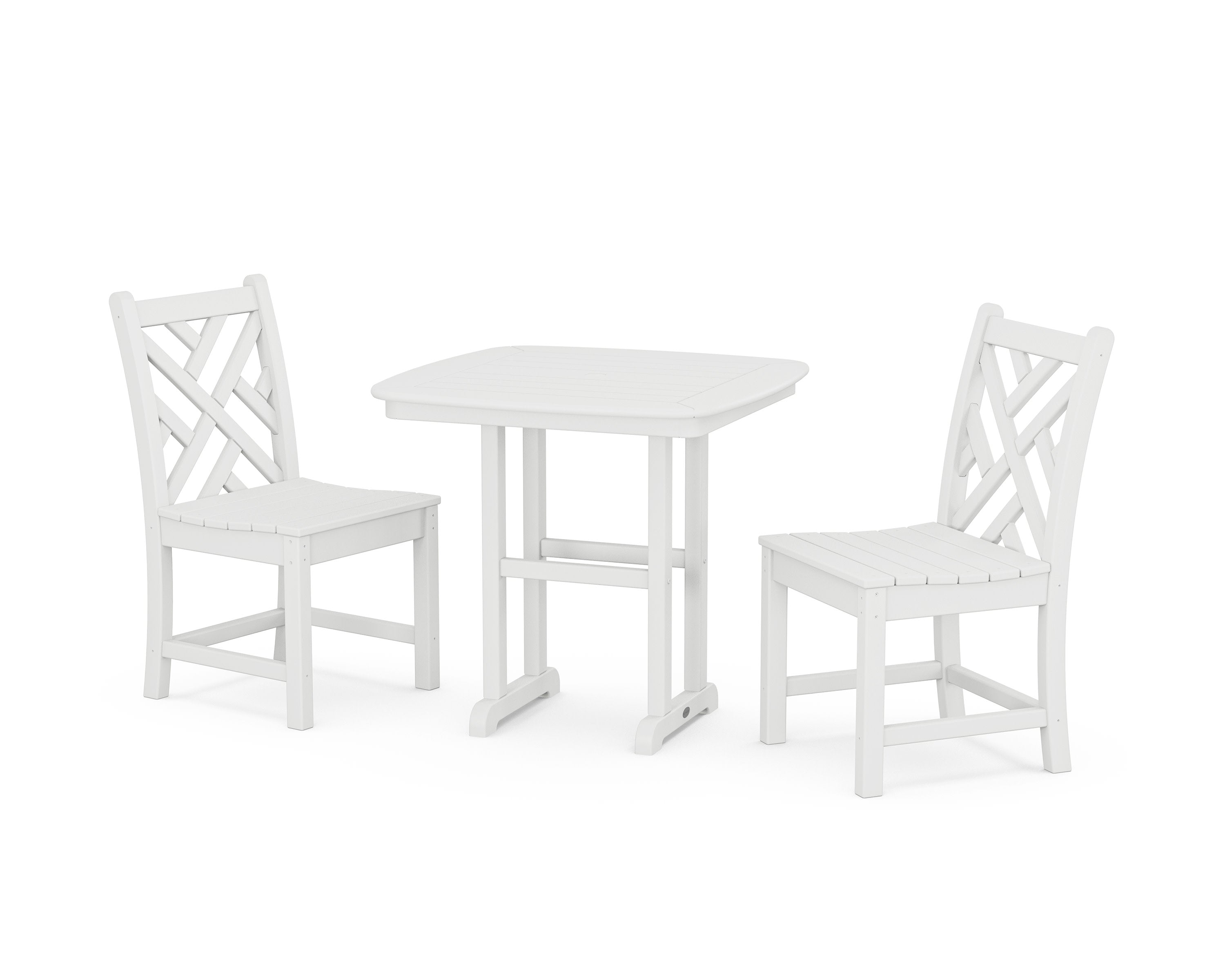 Chippendale Side Chair 3-Piece Dining Set in White