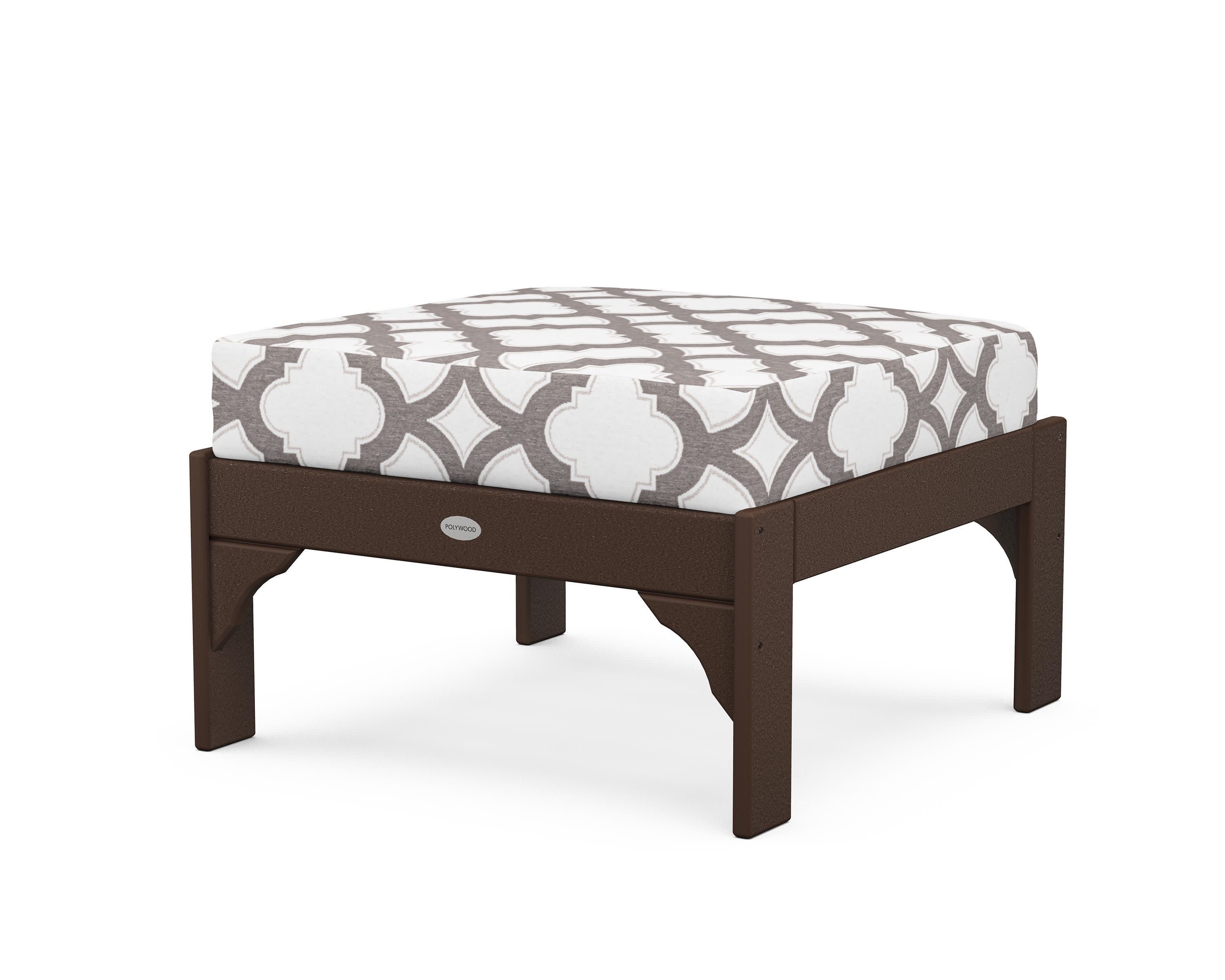 Vineyard Deep Seating Ottoman in Mahogany / Trellis Grey Mist