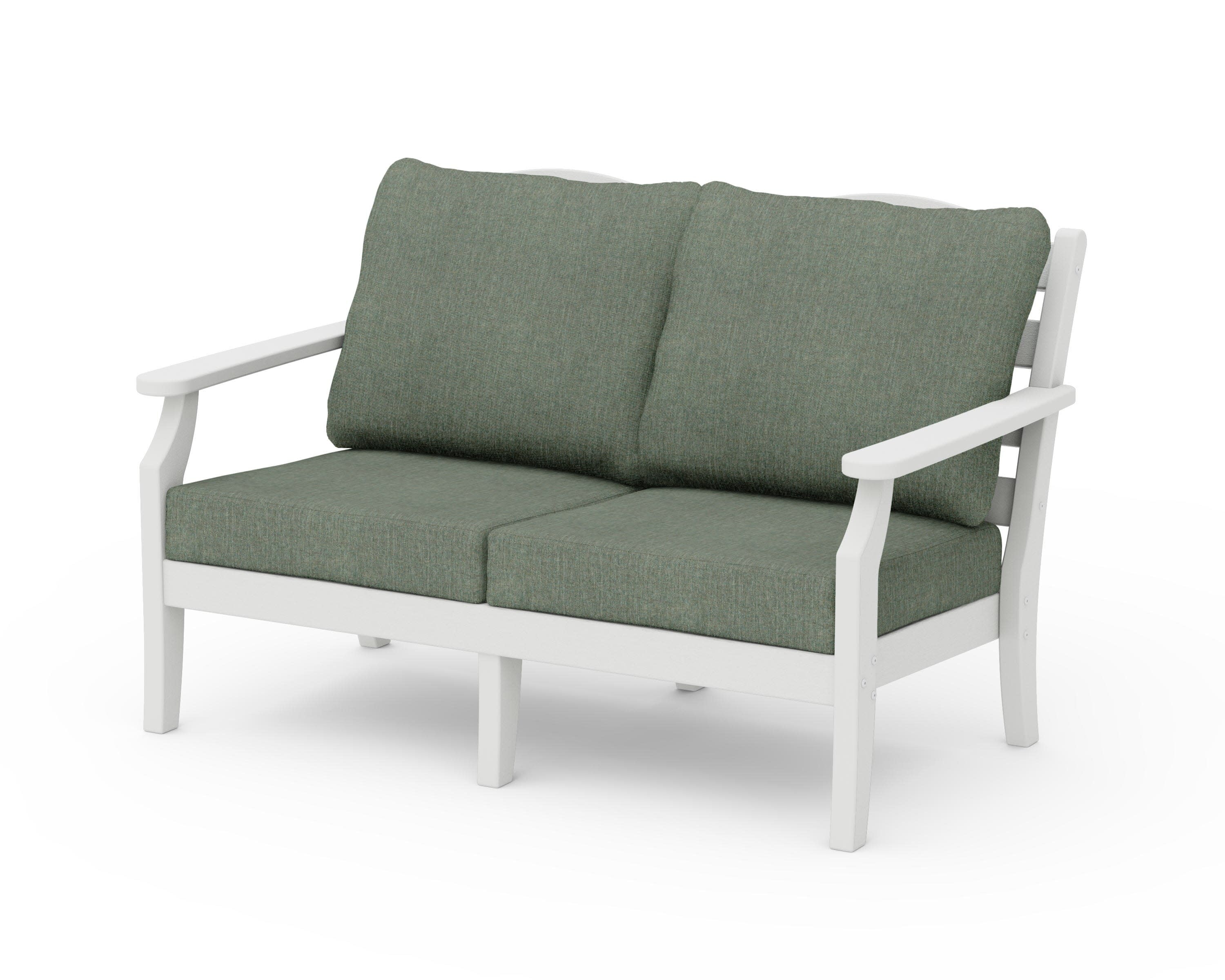 Savannah Deep Seating Loveseat in Vintage White / Cast Sage