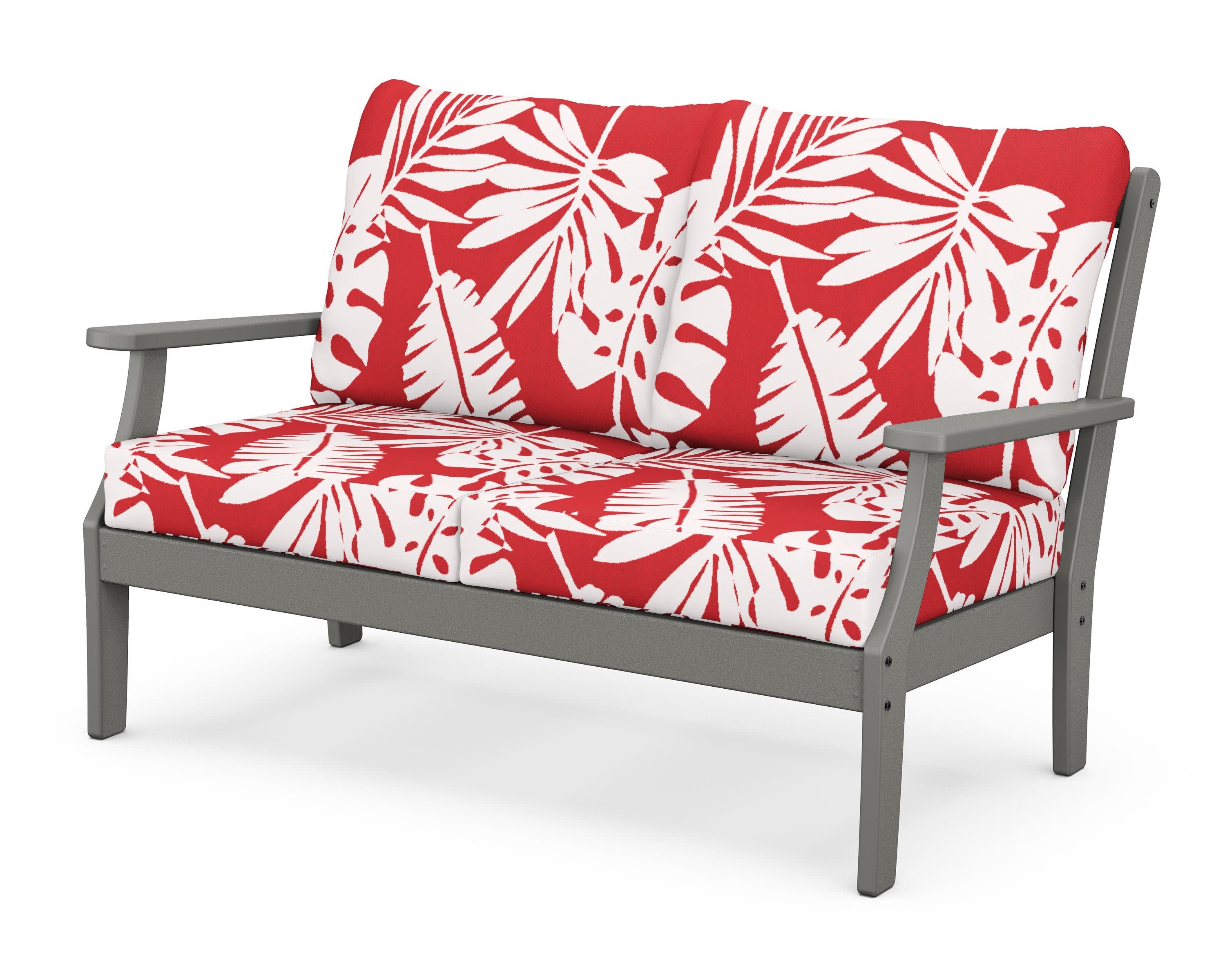 Braxton Deep Seating Loveseat in Slate Grey / Leaf Crimson