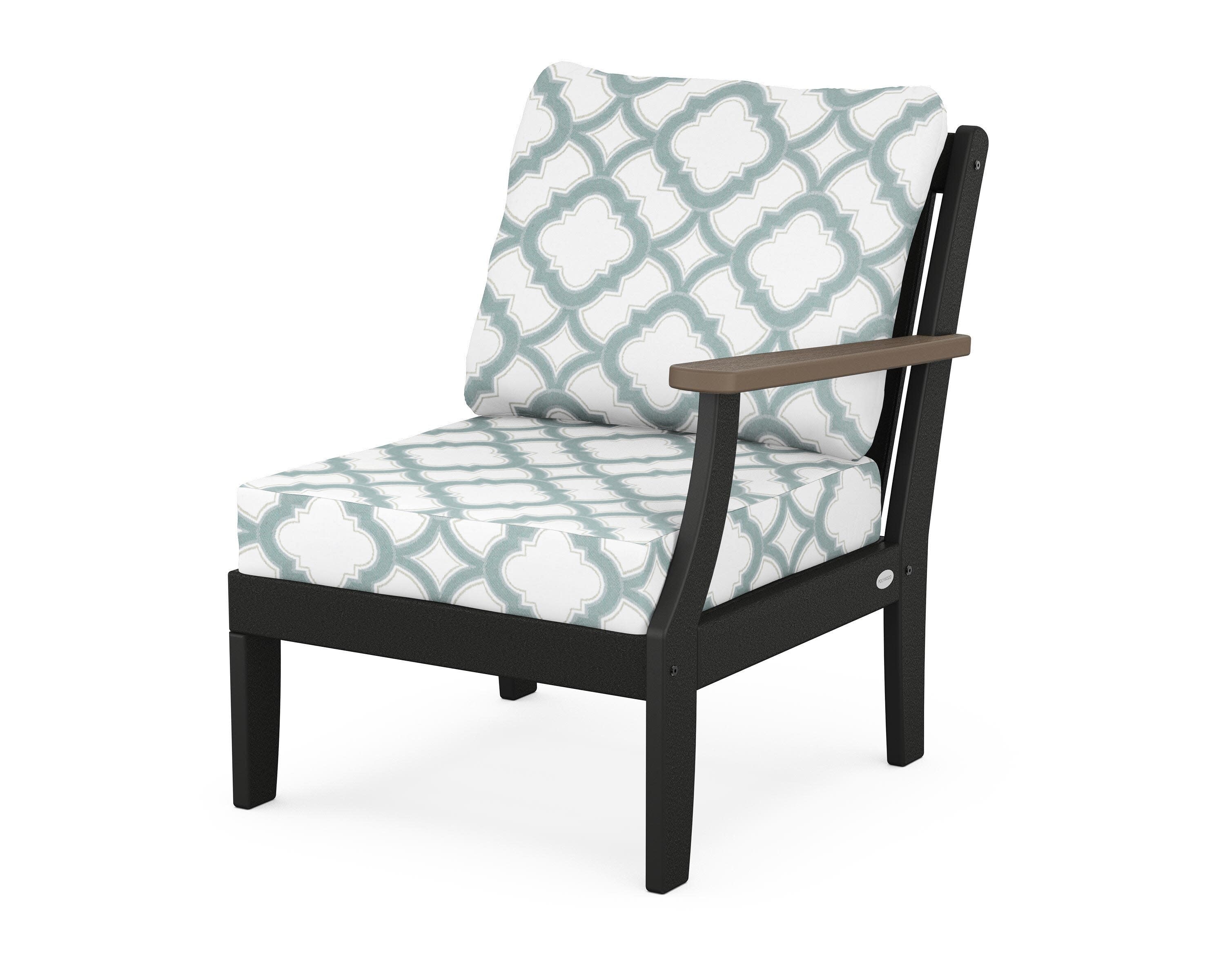 Braxton Modular Right Arm Chair in Black / Kona / Trellis Glacier Spa