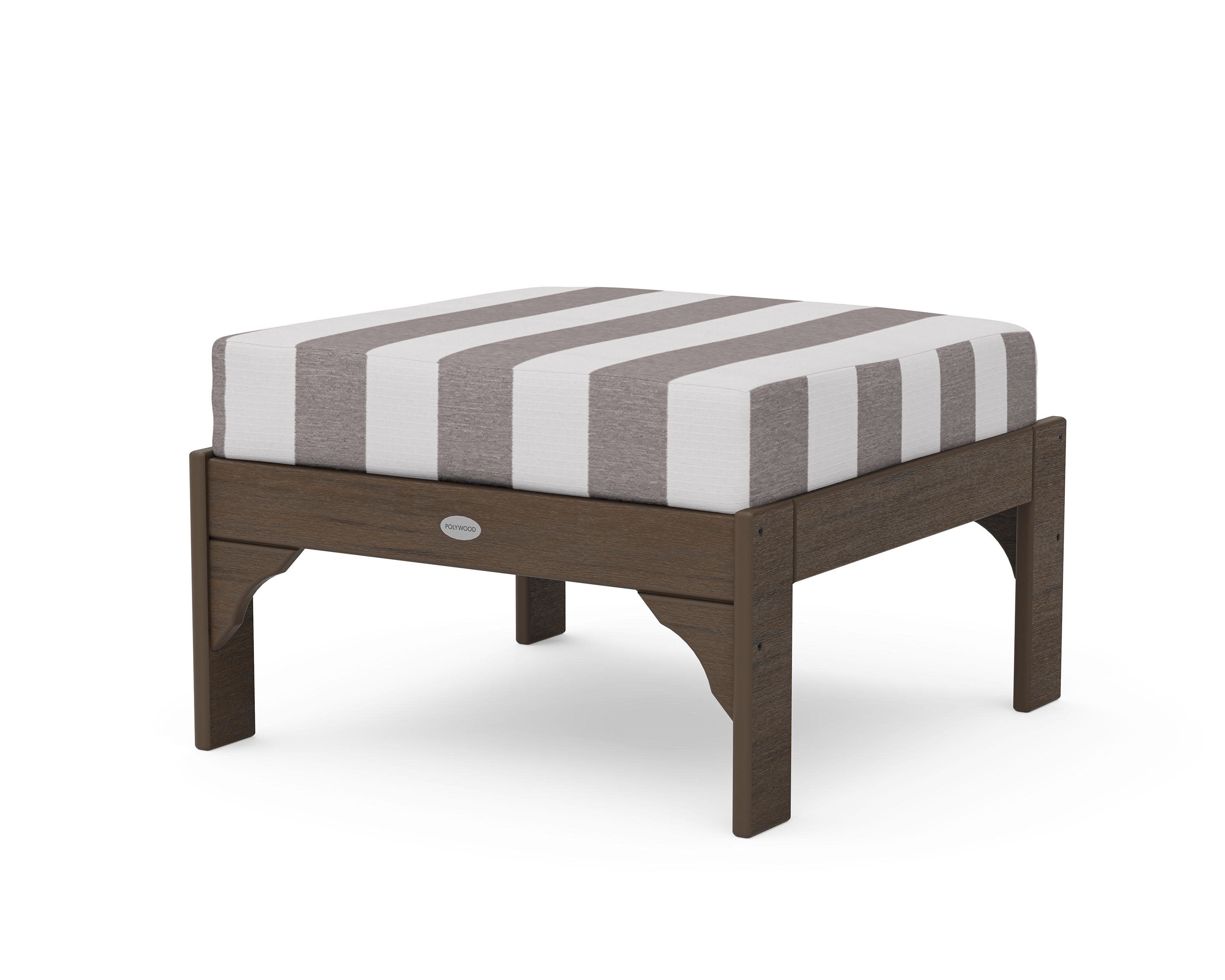 Vineyard Deep Seating Ottoman in Kona / Cabana Stripe Grey Mist