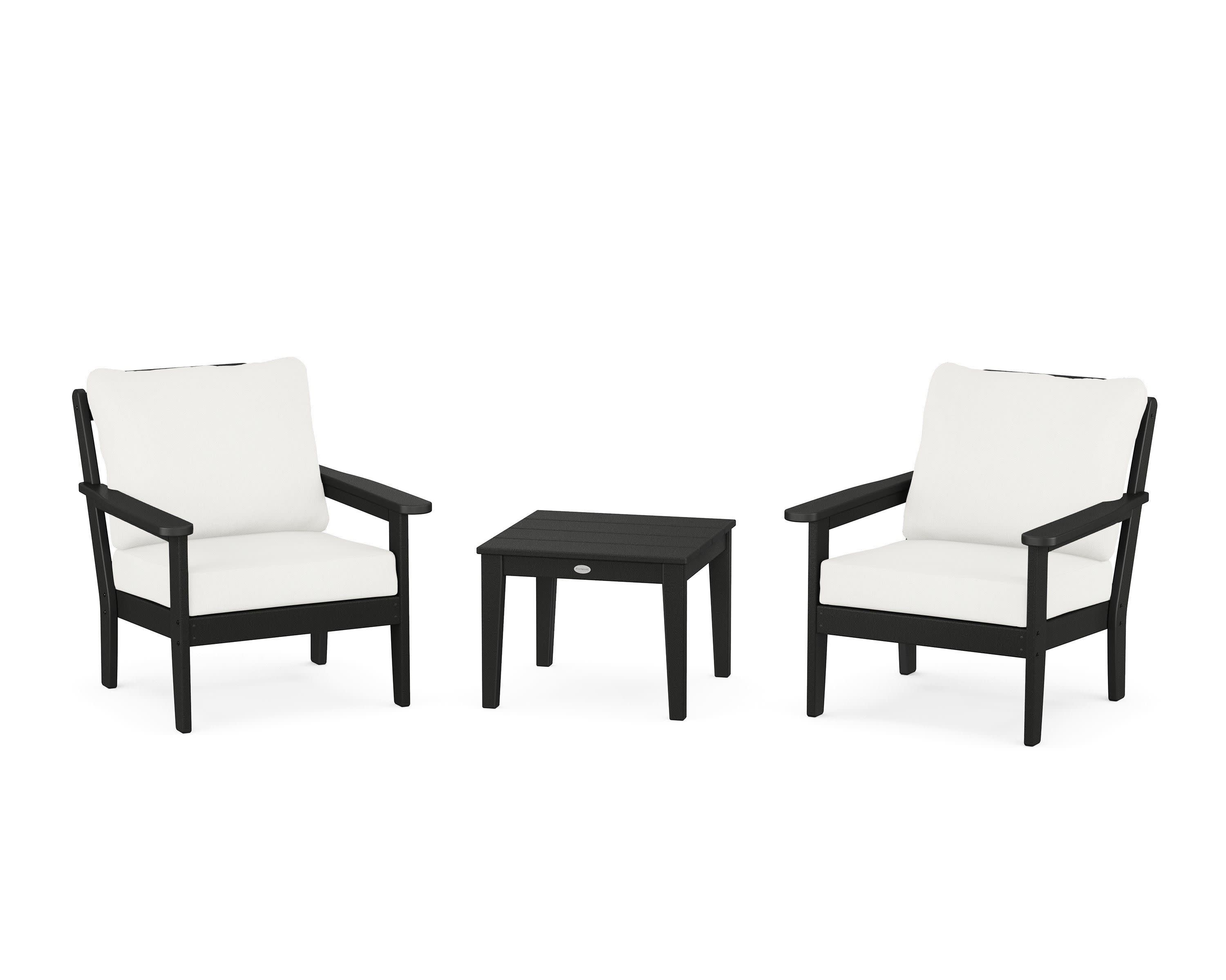 Cottage 3-Piece Deep Seating Set in Black / Natural Linen