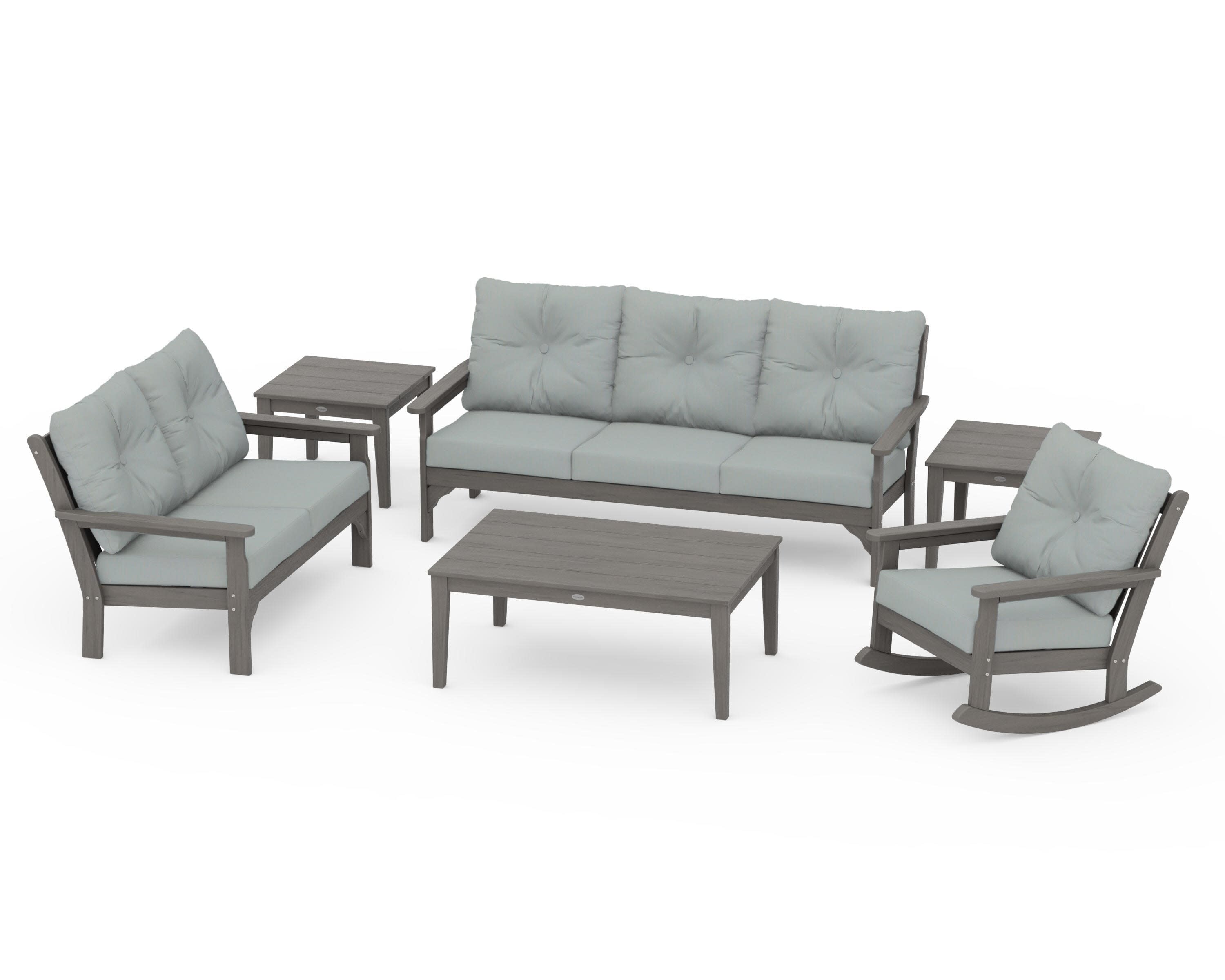 Vineyard 6-Piece Deep Seating Set in Driftwood / Spa