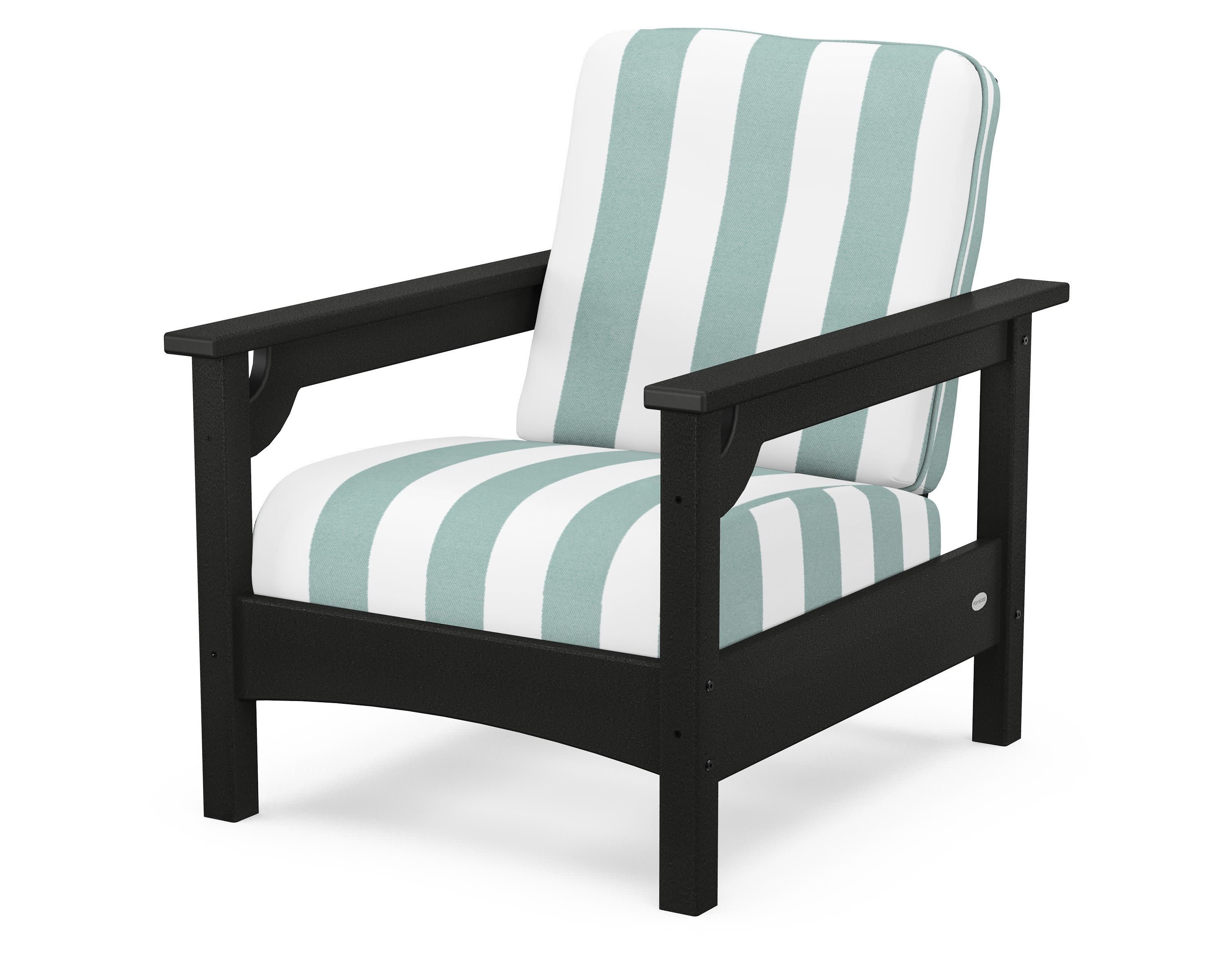 Club Chair in Black / Cabana Stripe Glacier Spa