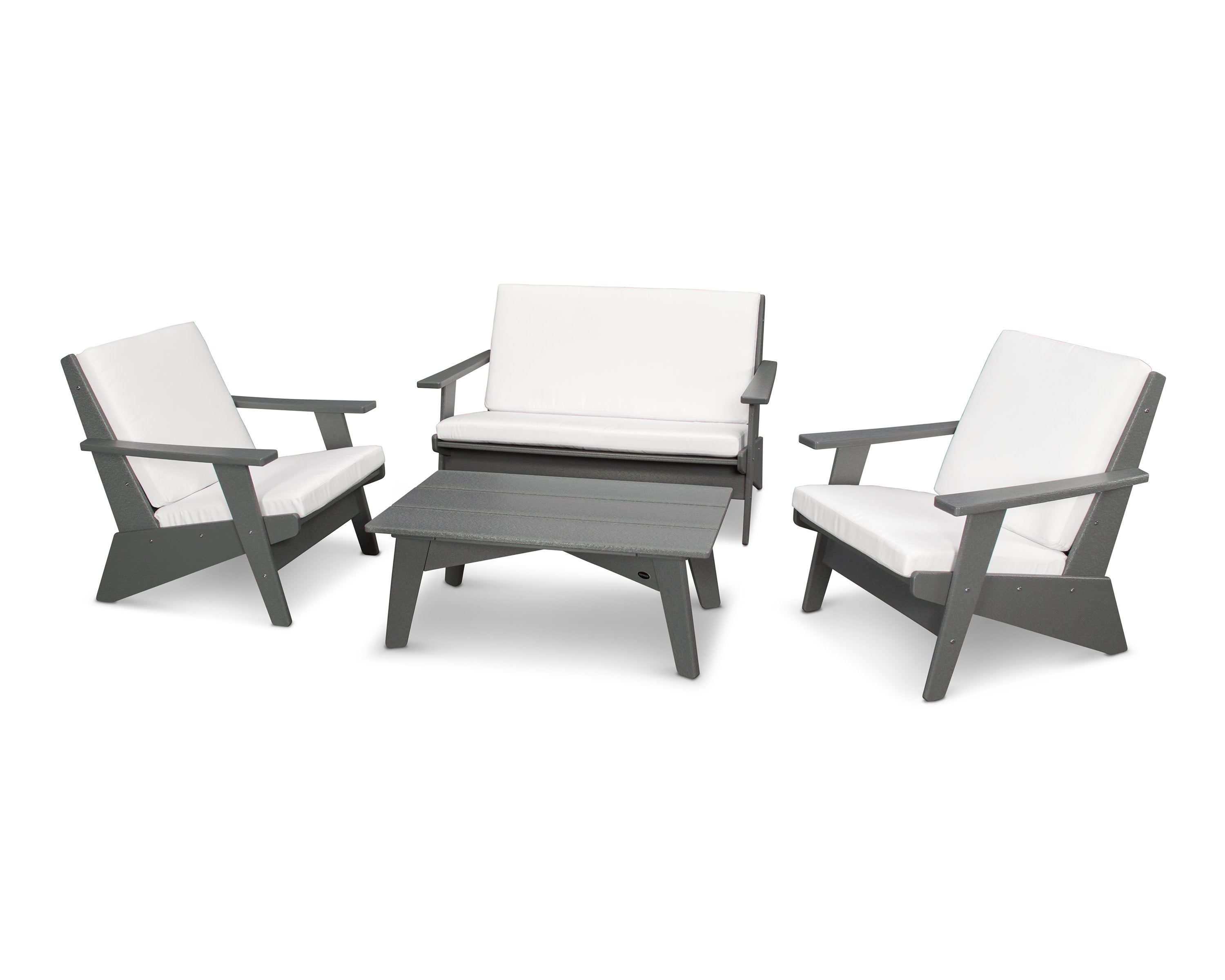 Riviera Modern Lounge 4-Piece Set in Slate Grey / Natural
