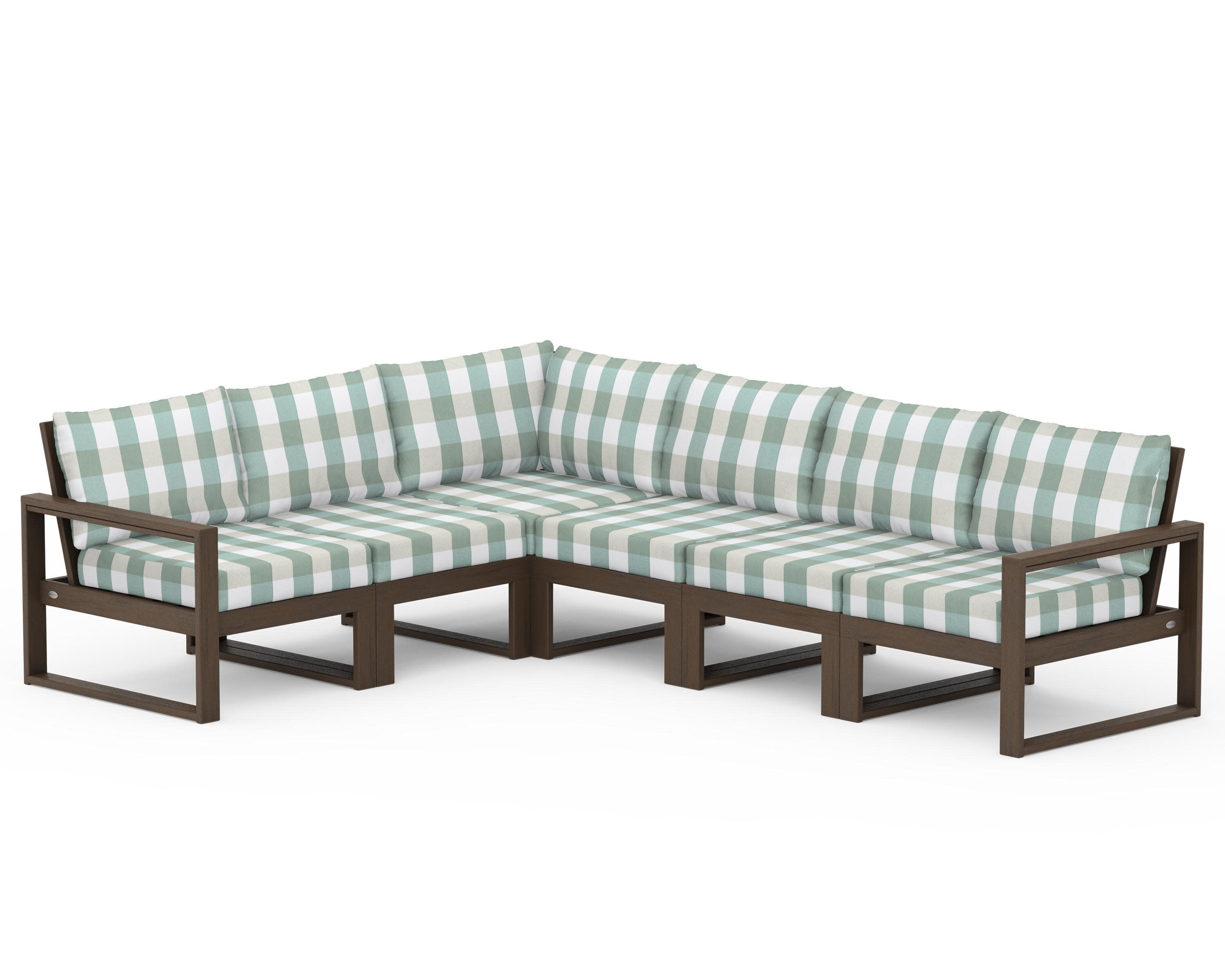 EDGE 6-Piece Modular Deep Seating Set in Kona / Buffalo Plaid Glacier Spa