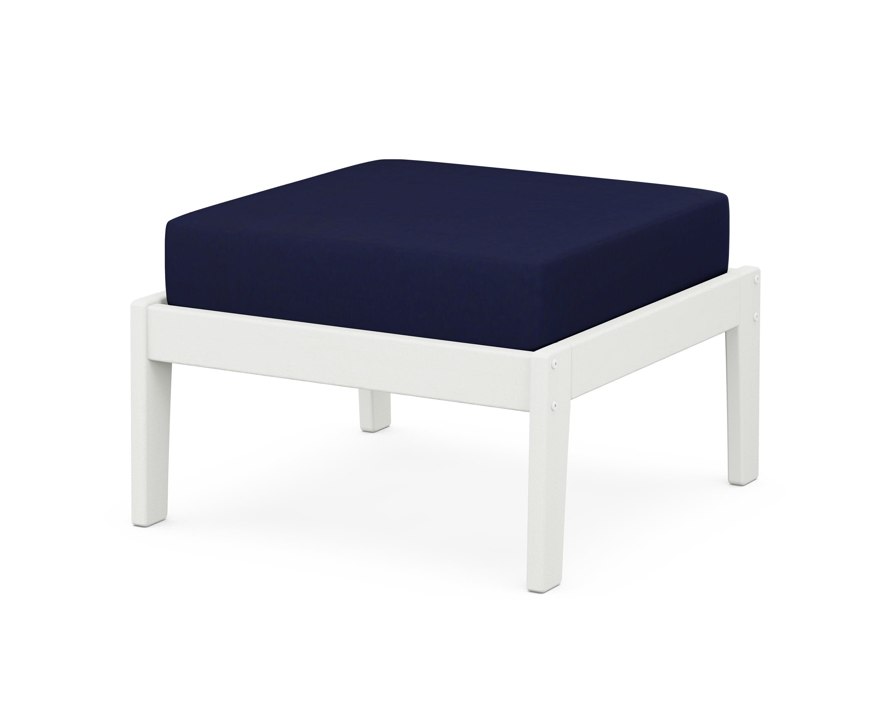 Deep Seating Ottoman in Vintage White / Navy