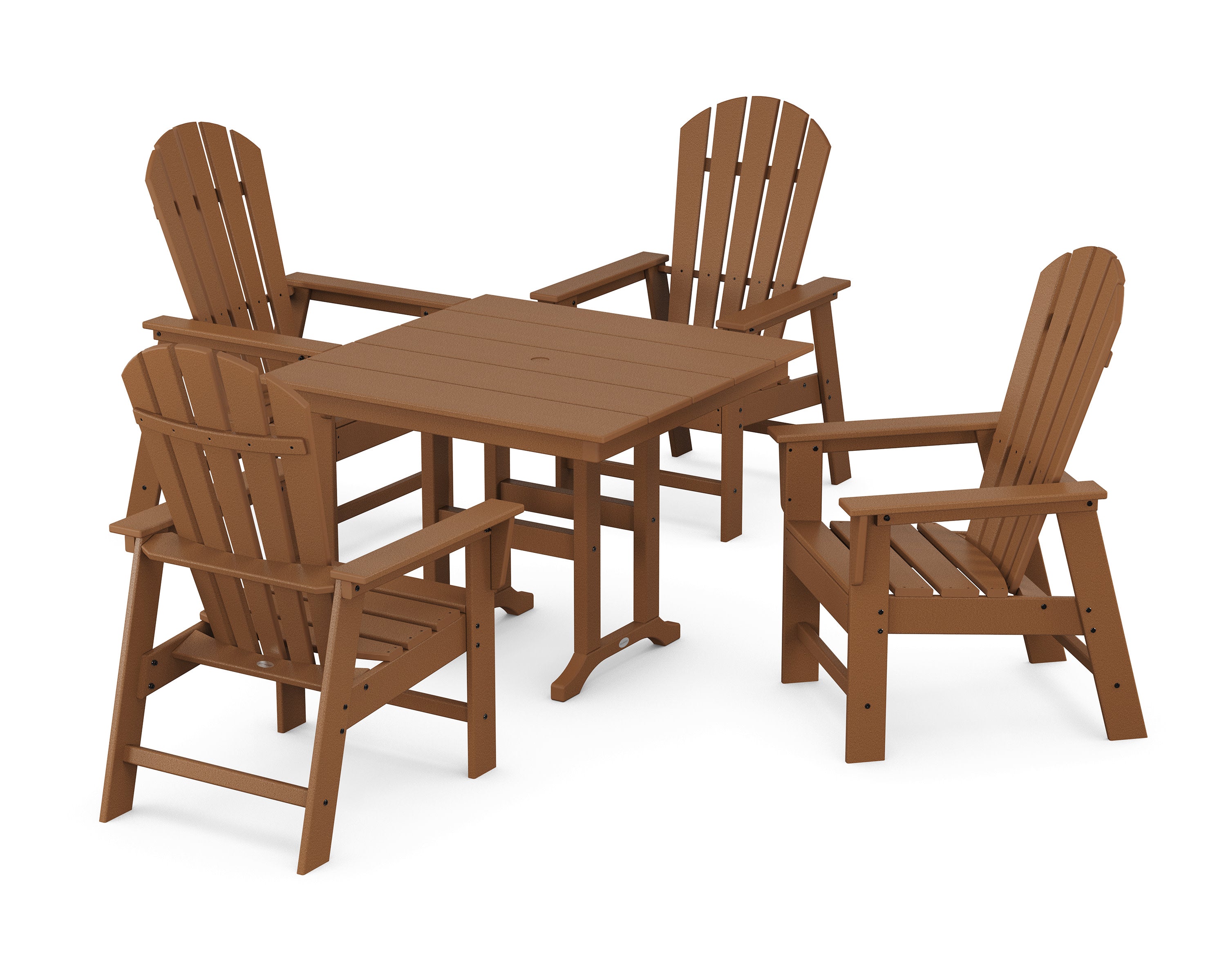 South Beach 5-Piece Farmhouse Dining Set in Teak