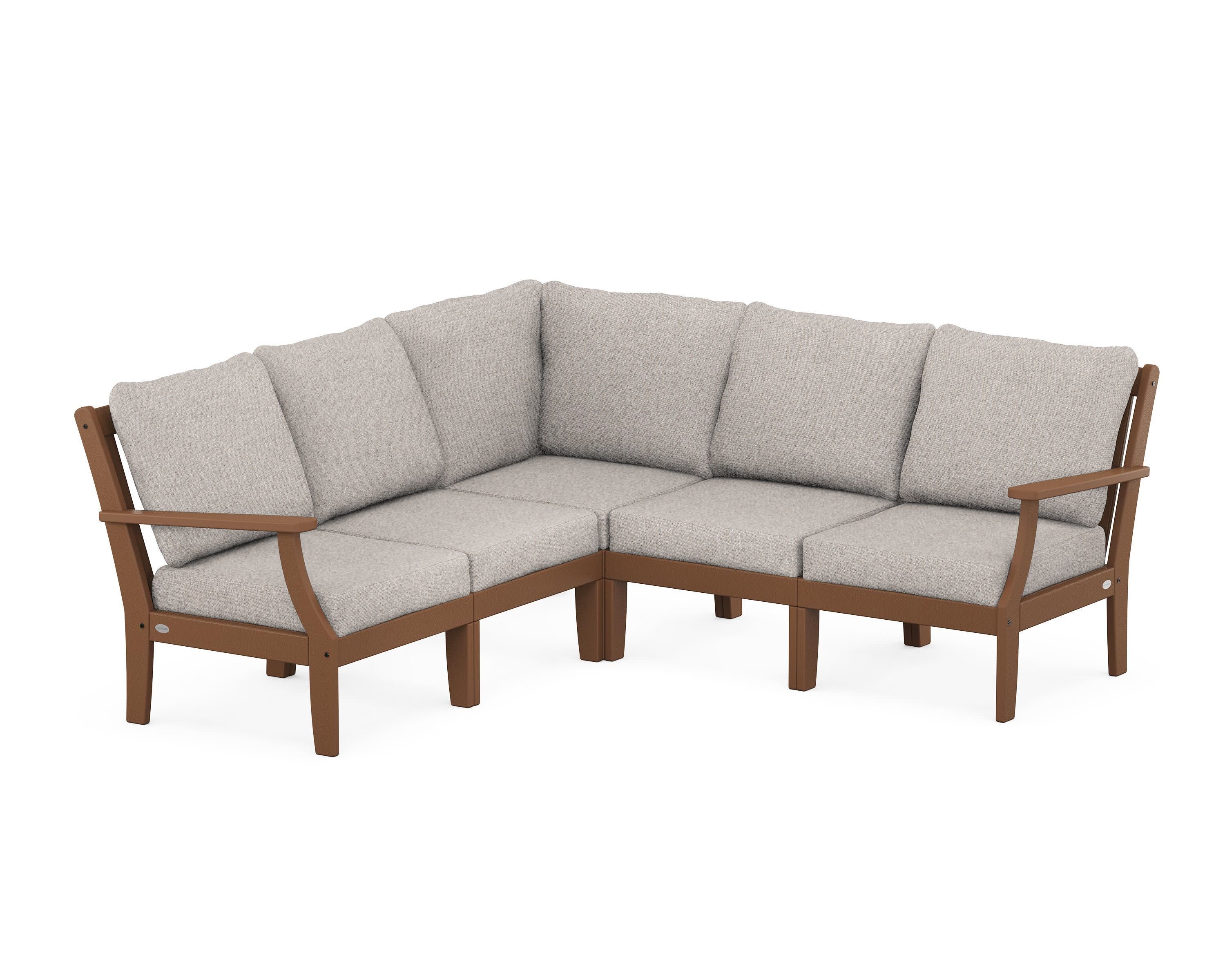 Braxton Modular 5-Piece Deep Seating Set in Teak / Weathered Tweed