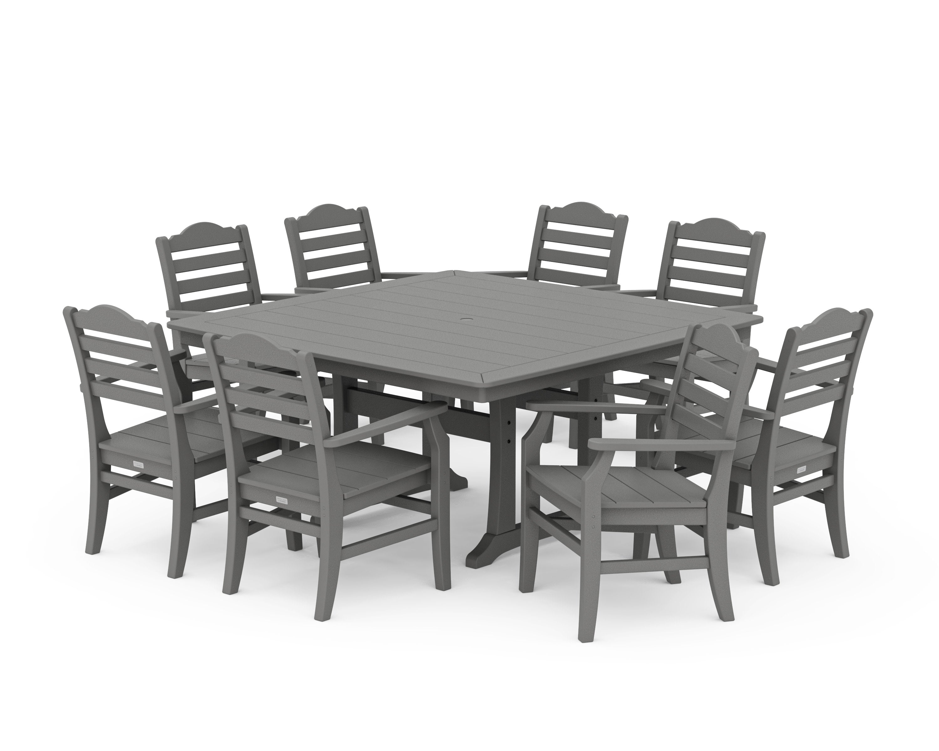 Savannah 9-Piece Square Dining Set with Trestle Legs in Slate Grey