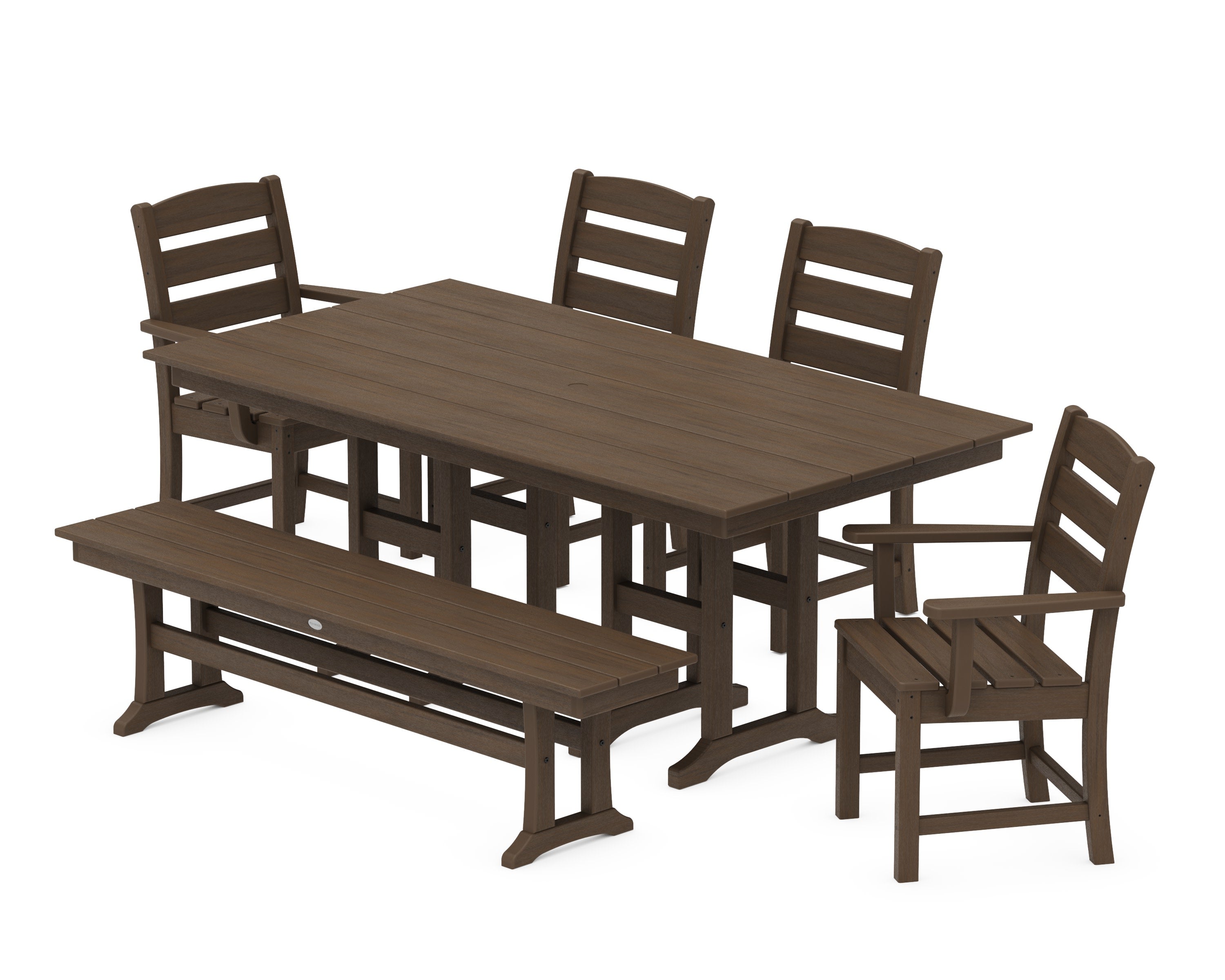 Lakeside 6-Piece Farmhouse Dining Set with Bench in Kona