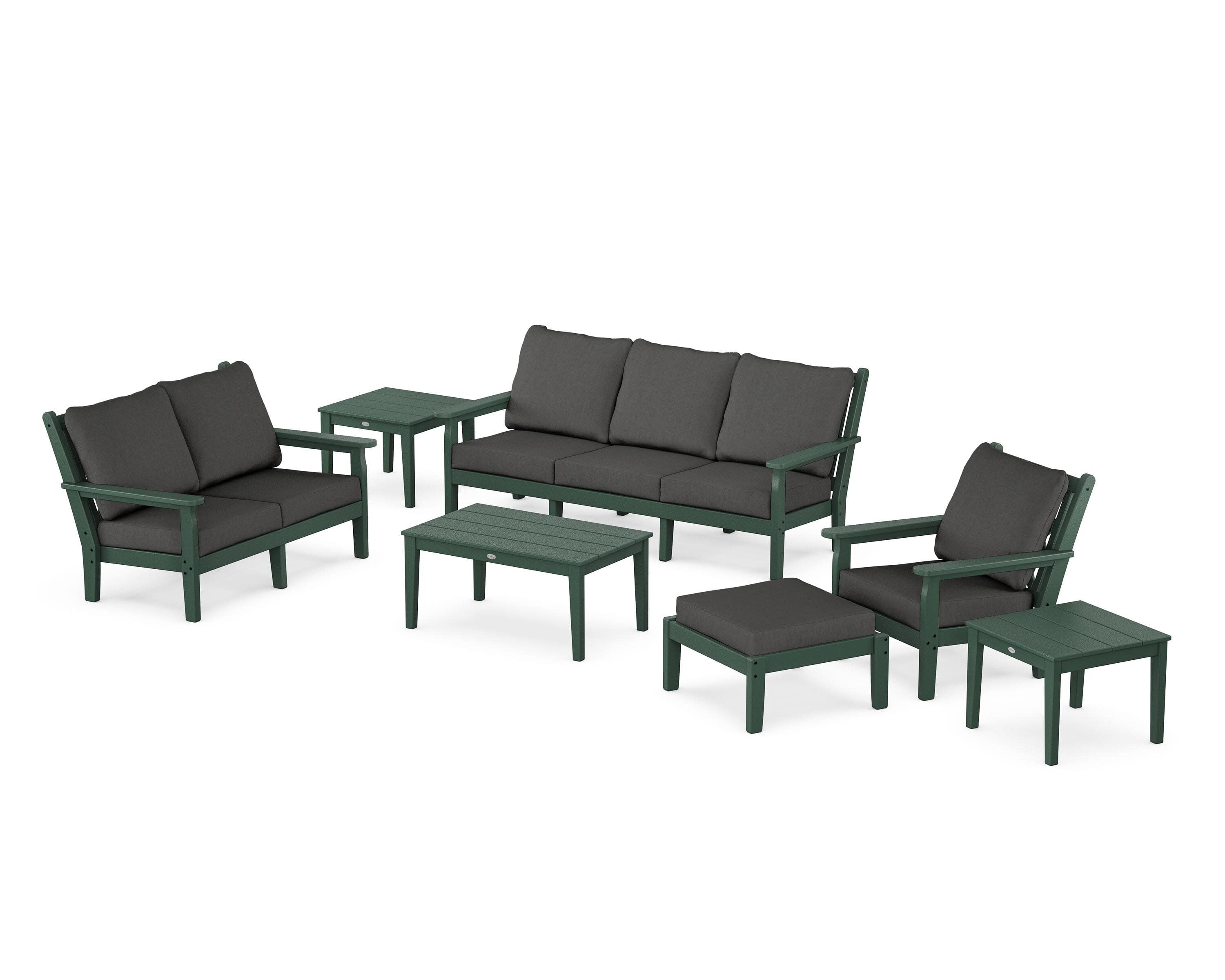 Chippendale 7-Piece Deep Seating Set in Green / Spectrum Carbon