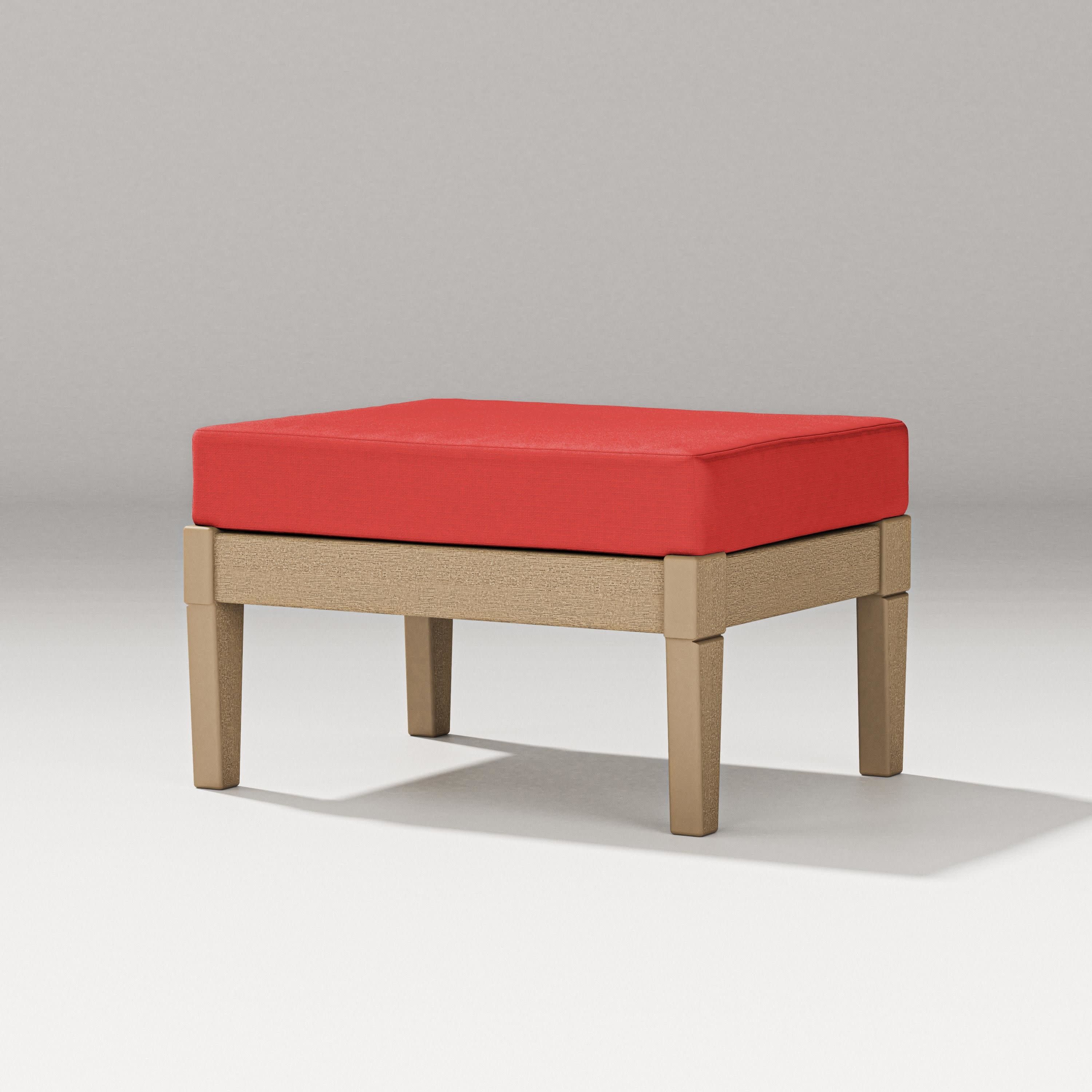 Estate Lounge Ottoman in Vintage Sahara / Crimson Linen