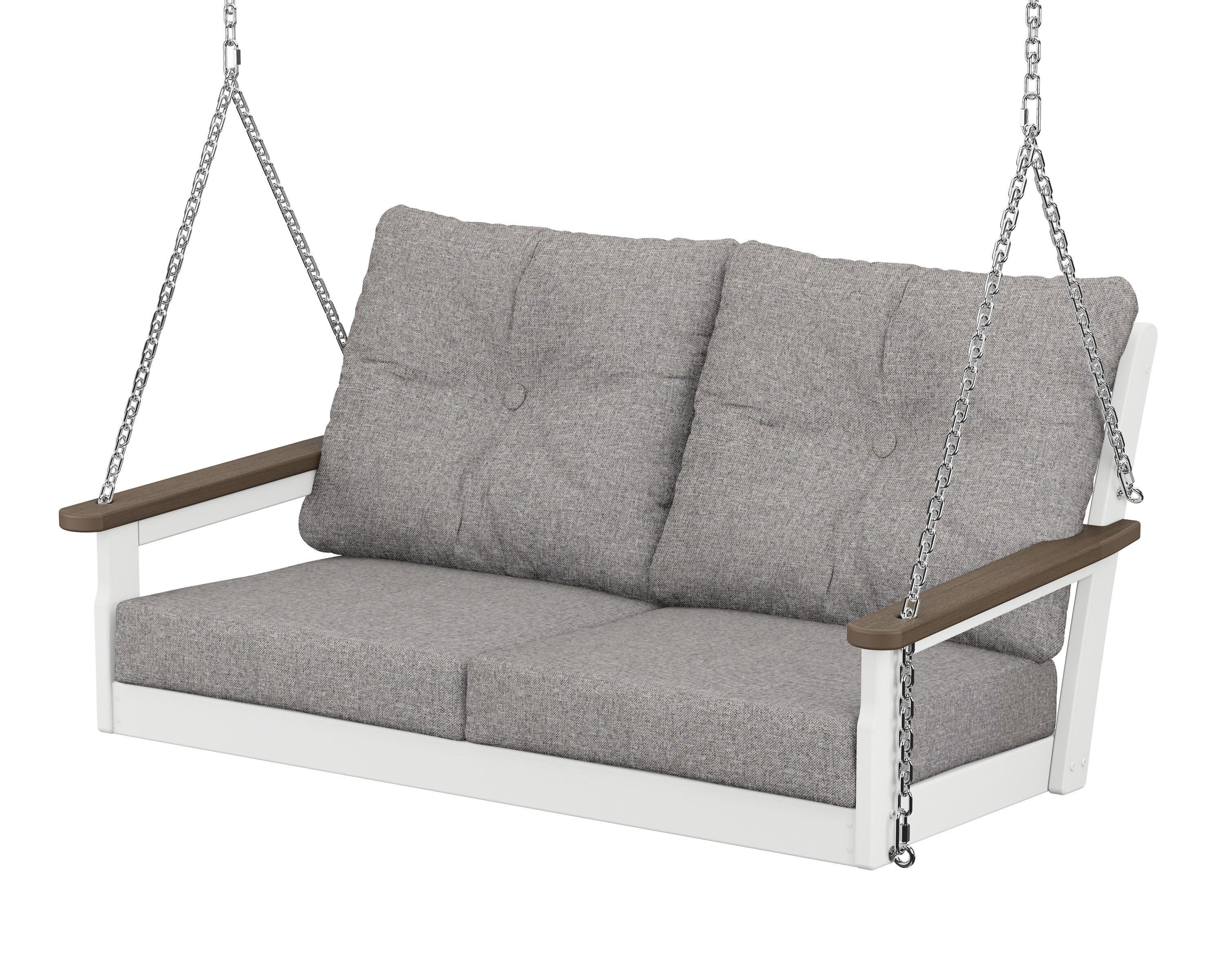 Vineyard Deep Seating Swing in White / Kona / Grey Mist